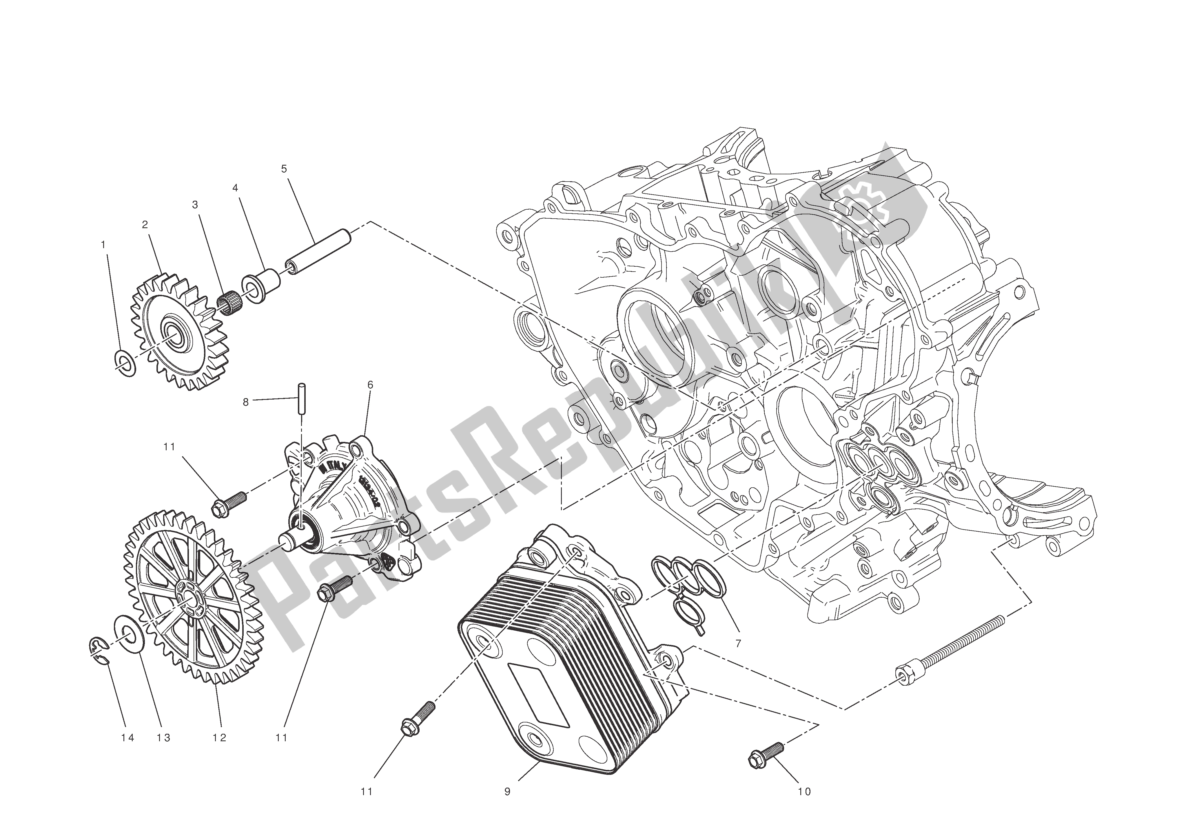 All parts for the Water Pump of the Ducati 1199 Panigale S 2012