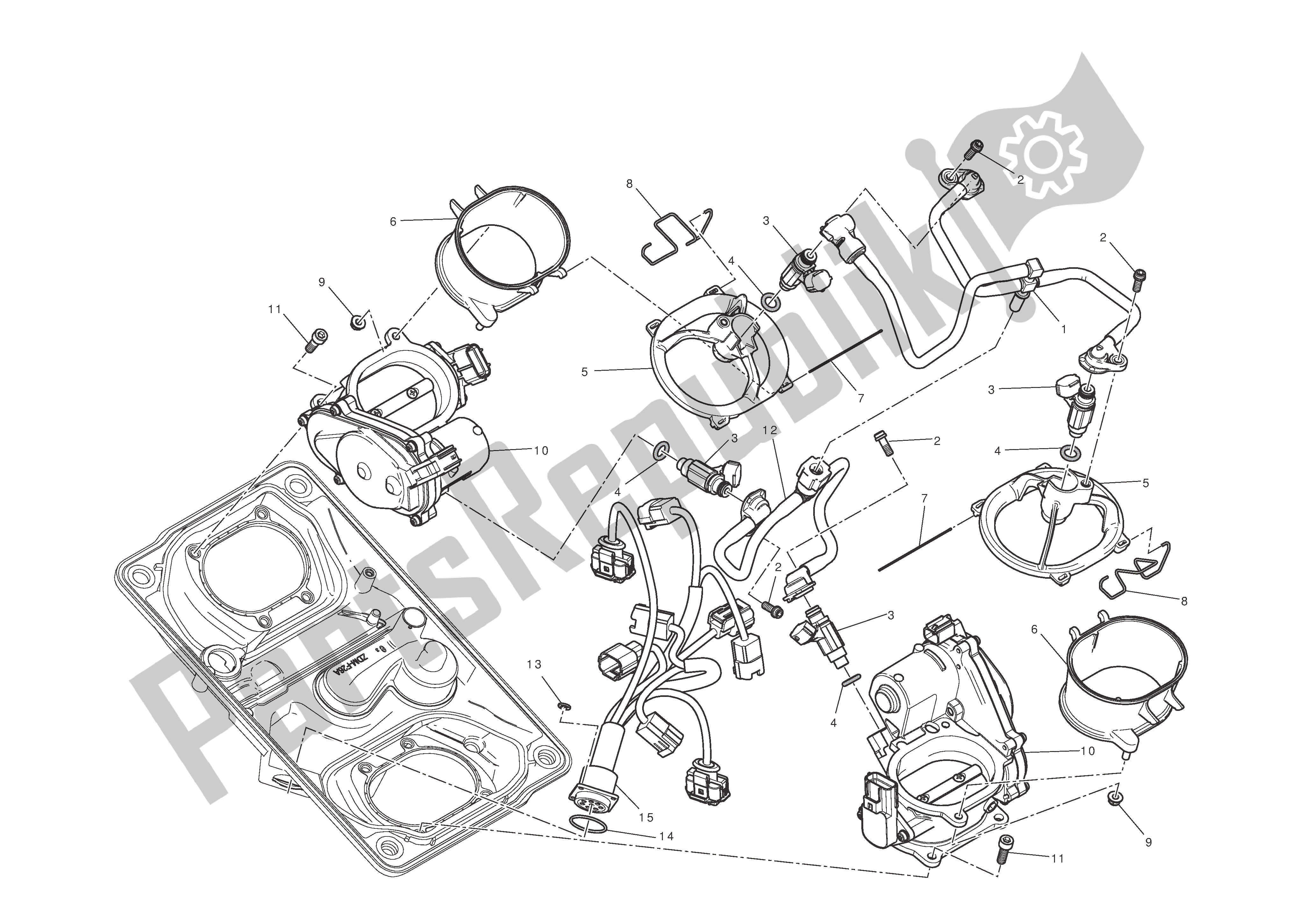 All parts for the Throttle Body of the Ducati 1199 Panigale S 2012