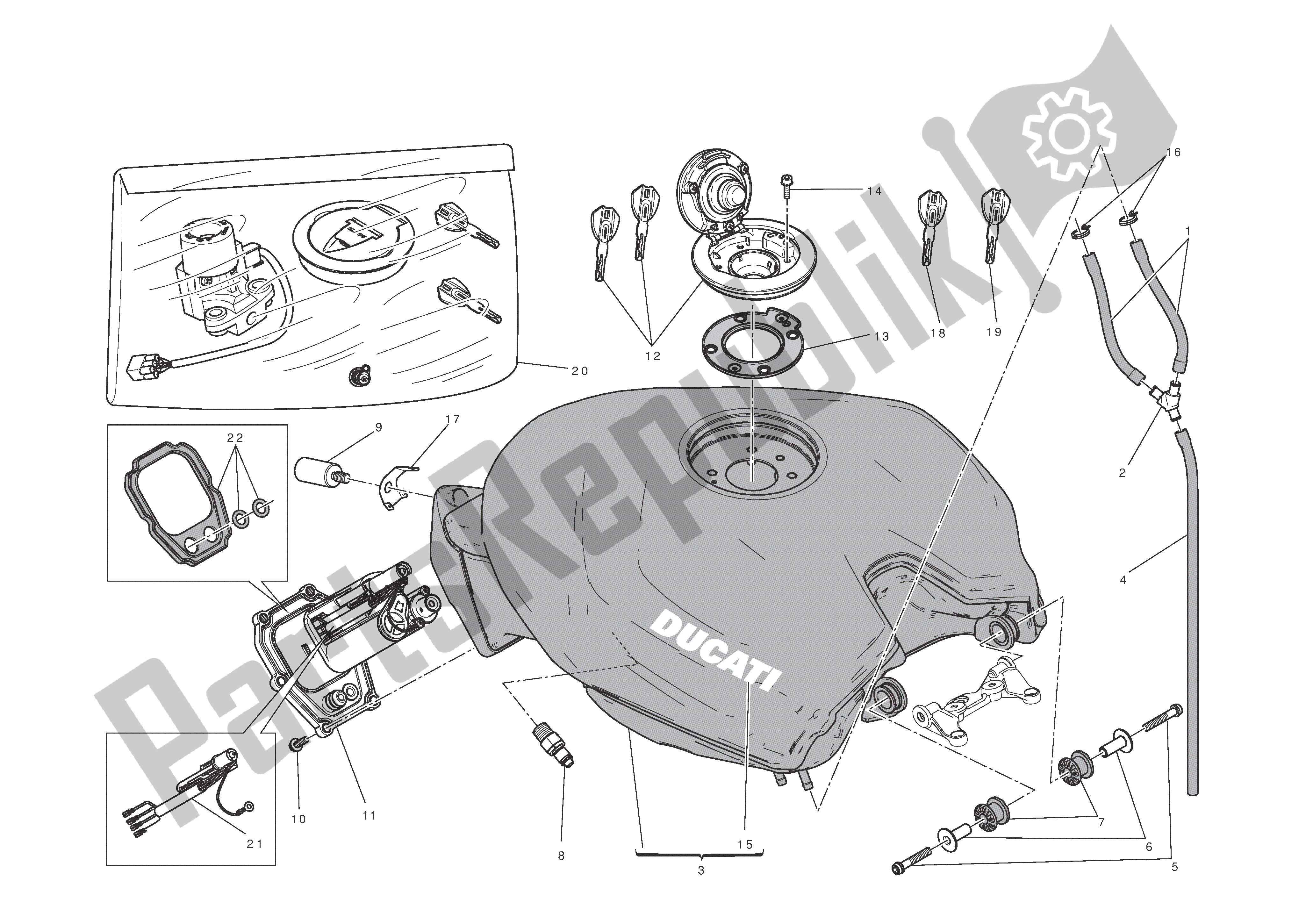 Todas las partes para Depósito De Combustible de Ducati 1199 Panigale S Tricolore ABS 2012