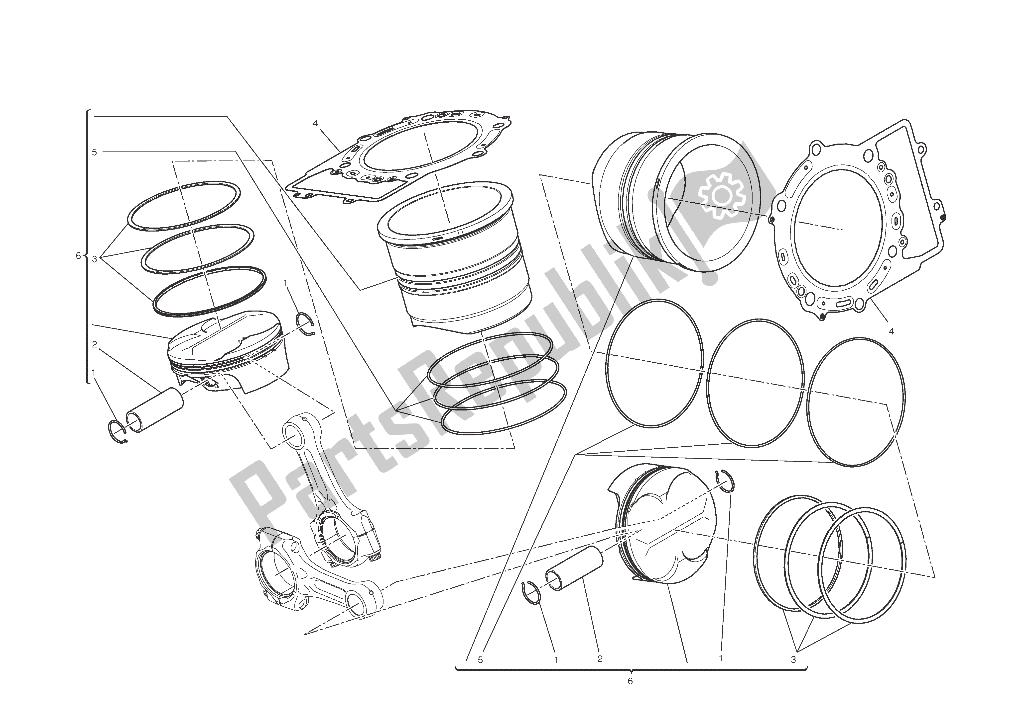 Todas las partes para Cilindros - Pistones de Ducati 1199 Panigale S Tricolore ABS 2012