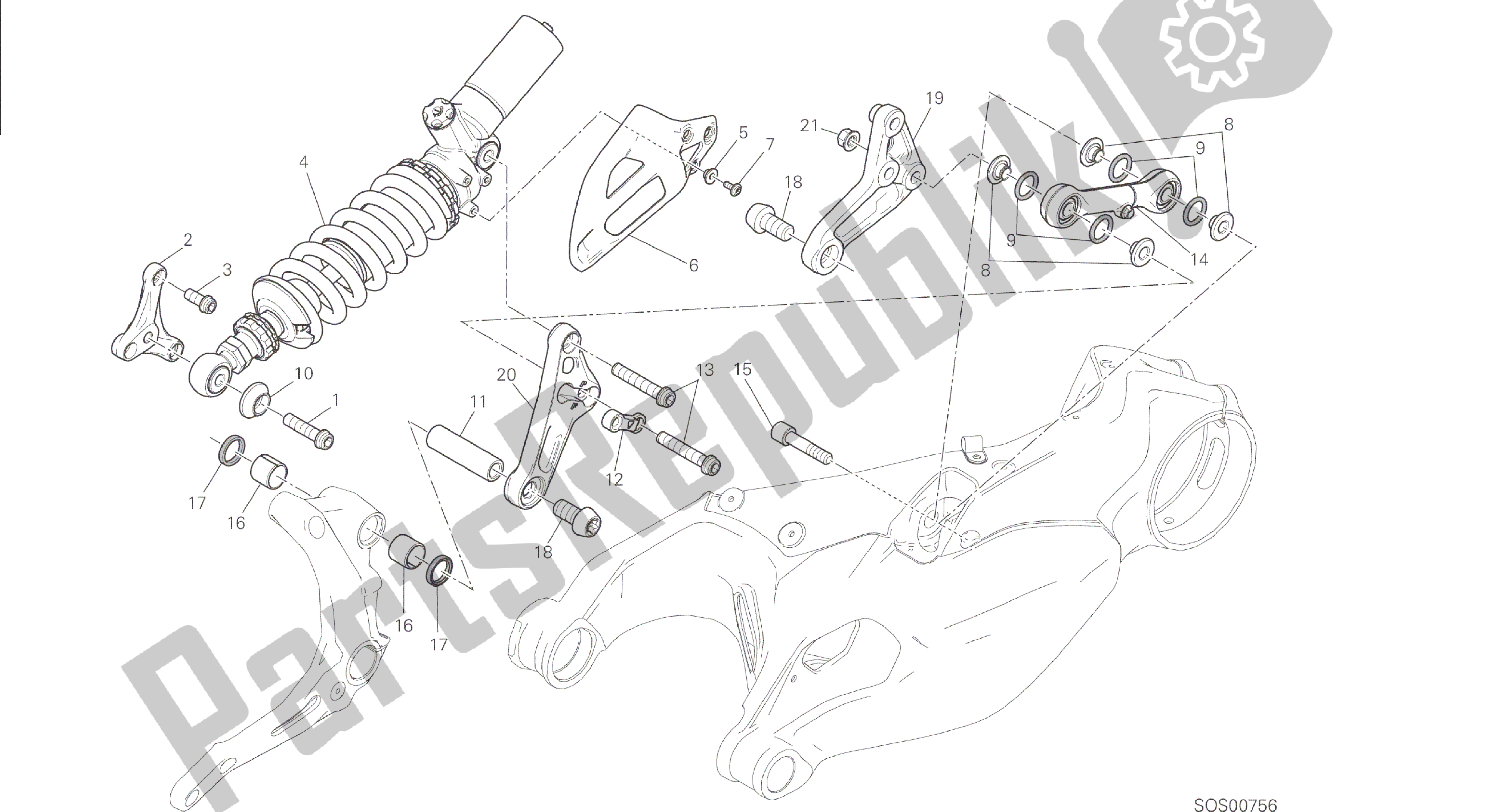 Todas las partes para Dibujo 028 - Sospensione Posteriore [mod: 1299; Xst: Marco De Grupo Aus, Eur, Fra, Jap, Twn] de Ducati Panigale 1299 2015