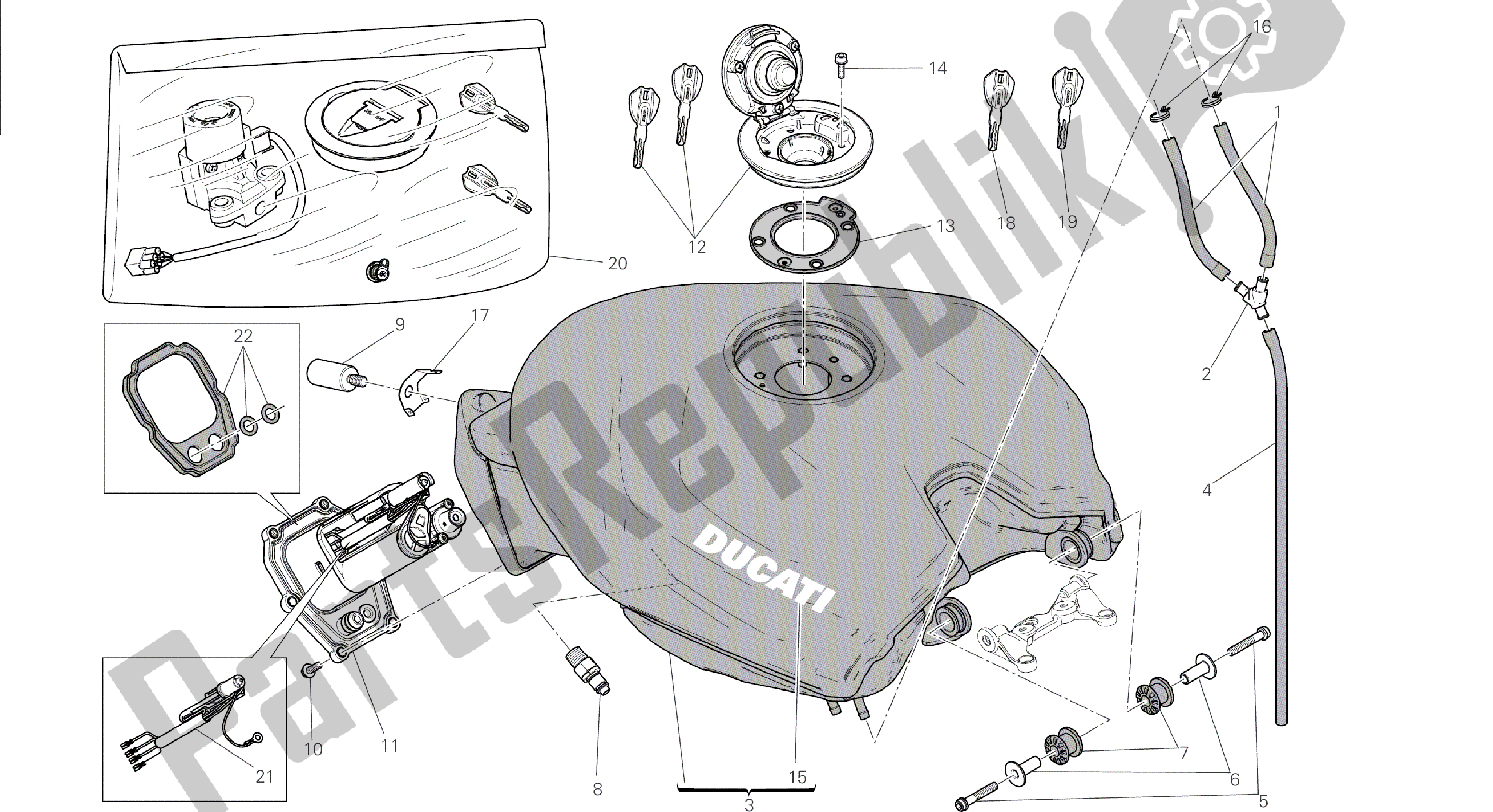 Todas las partes para Dibujo 032 - Marco De Grupo Tanque [mod: 1299; Xst: Aus, Eur, Fra, Jap] de Ducati Panigale 1299 2015