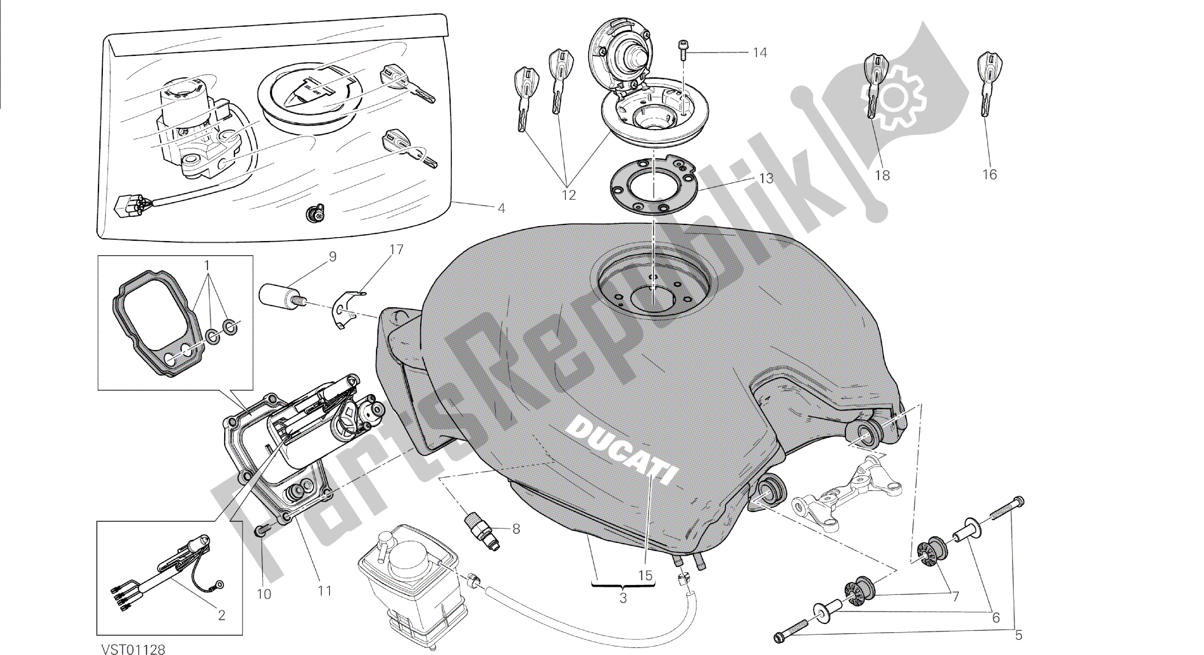 Todas las partes para Dibujo 032 - Marco De Grupo Tanque [mod: 1299; Xst: Twn] de Ducati Panigale 1299 2015