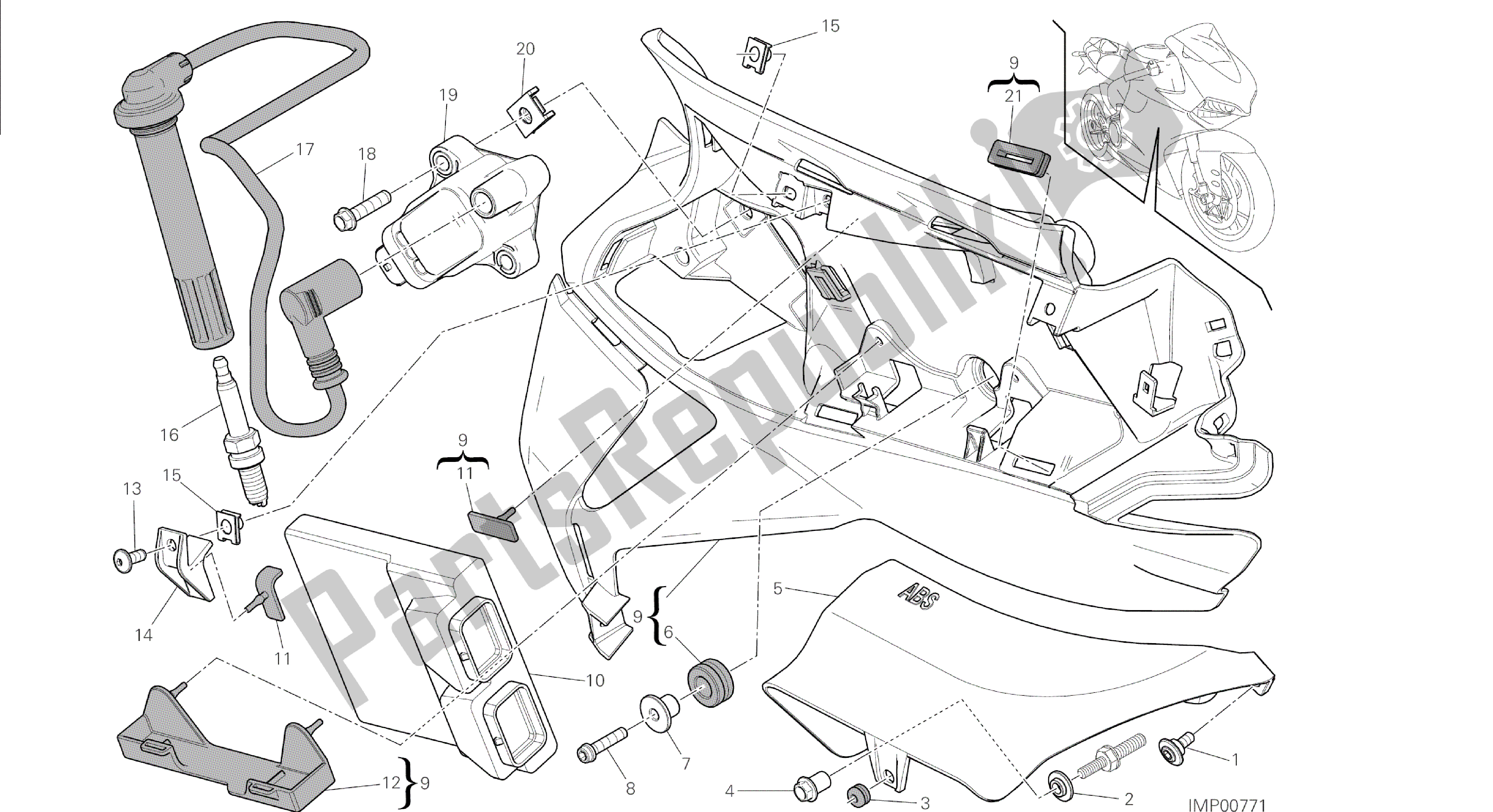 Todas las partes para Dibujo 18b - Impianto Elettrico Destro [mod: 1299; Xst: Aus, Eur, Fra, Jap, Twn] Grupo Eléctrico de Ducati Panigale 1299 2015