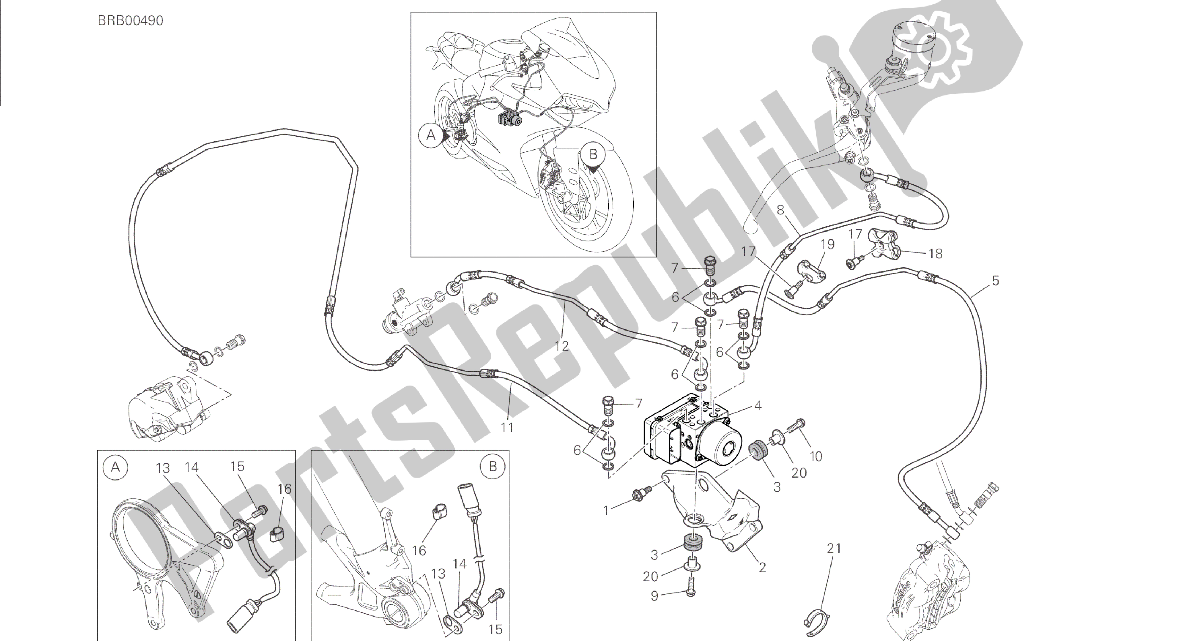 Todas las partes para Dibujo 24a - Sistema De Frenos Antibloqueo (abs) [mod: 1299; Xst: Marco De Grupo Aus, Eur, Fra, Jap, Twn] de Ducati Panigale 1299 2015