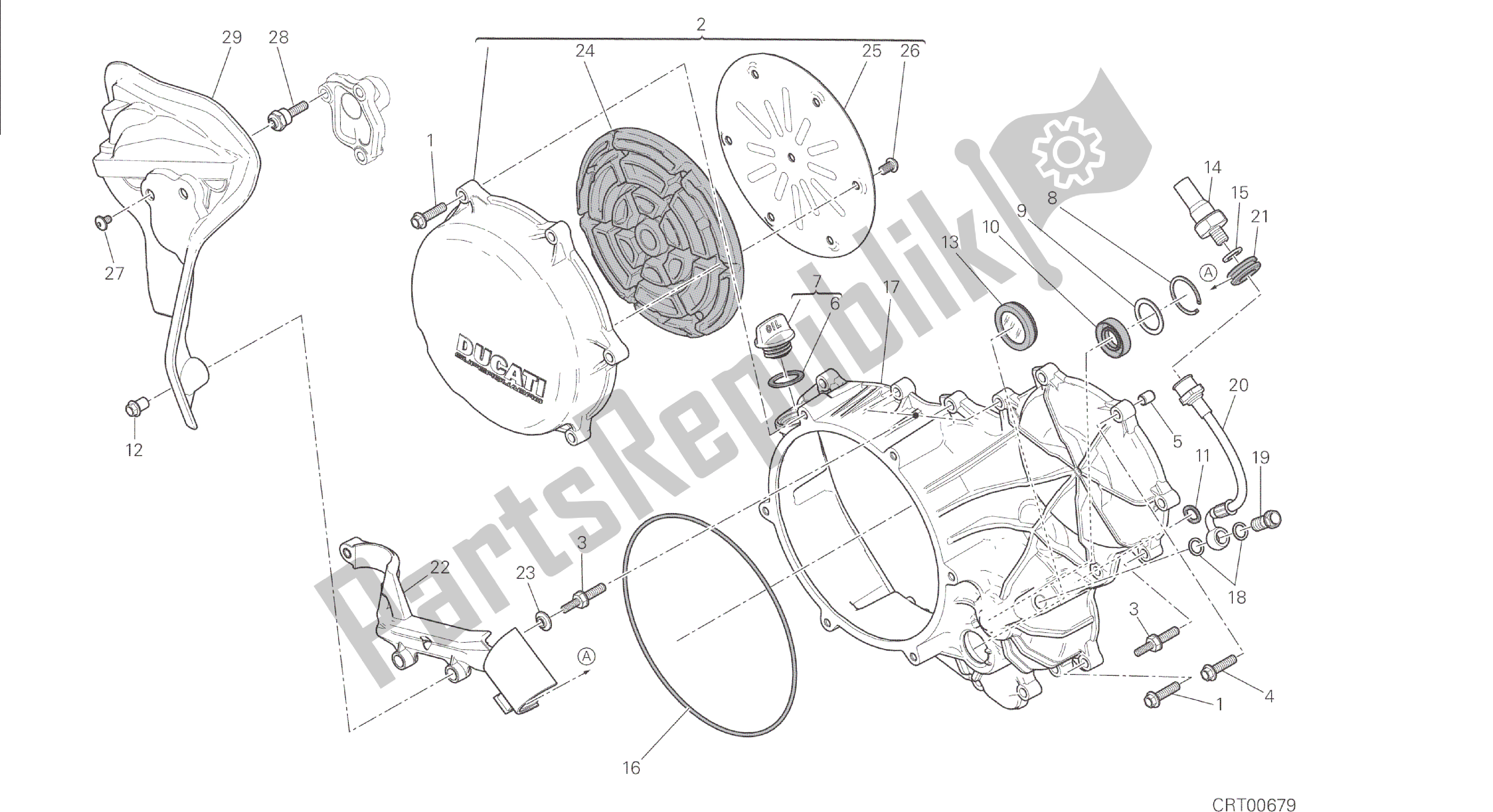 Toutes les pièces pour le Dessin 005 - Embrayage - Couvercle De Carter Latéral [mod: 1299; Xst: Aus, Eur, Fra] Groupe Moteur du Ducati Panigale 1299 2015