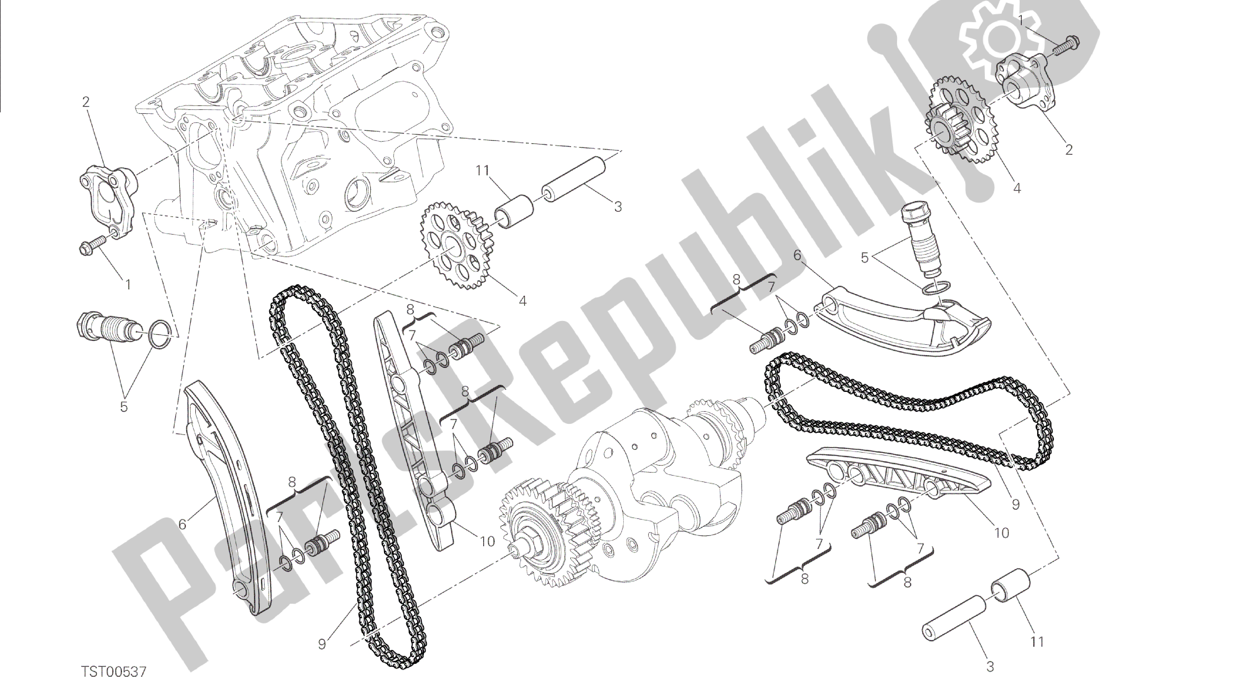 Alle onderdelen voor de Tekening 008 - Distribuzione [mod: 1299; Xst: Aus, Eur, Fra, Jap, Twn] Groep Engine van de Ducati Panigale 1299 2015