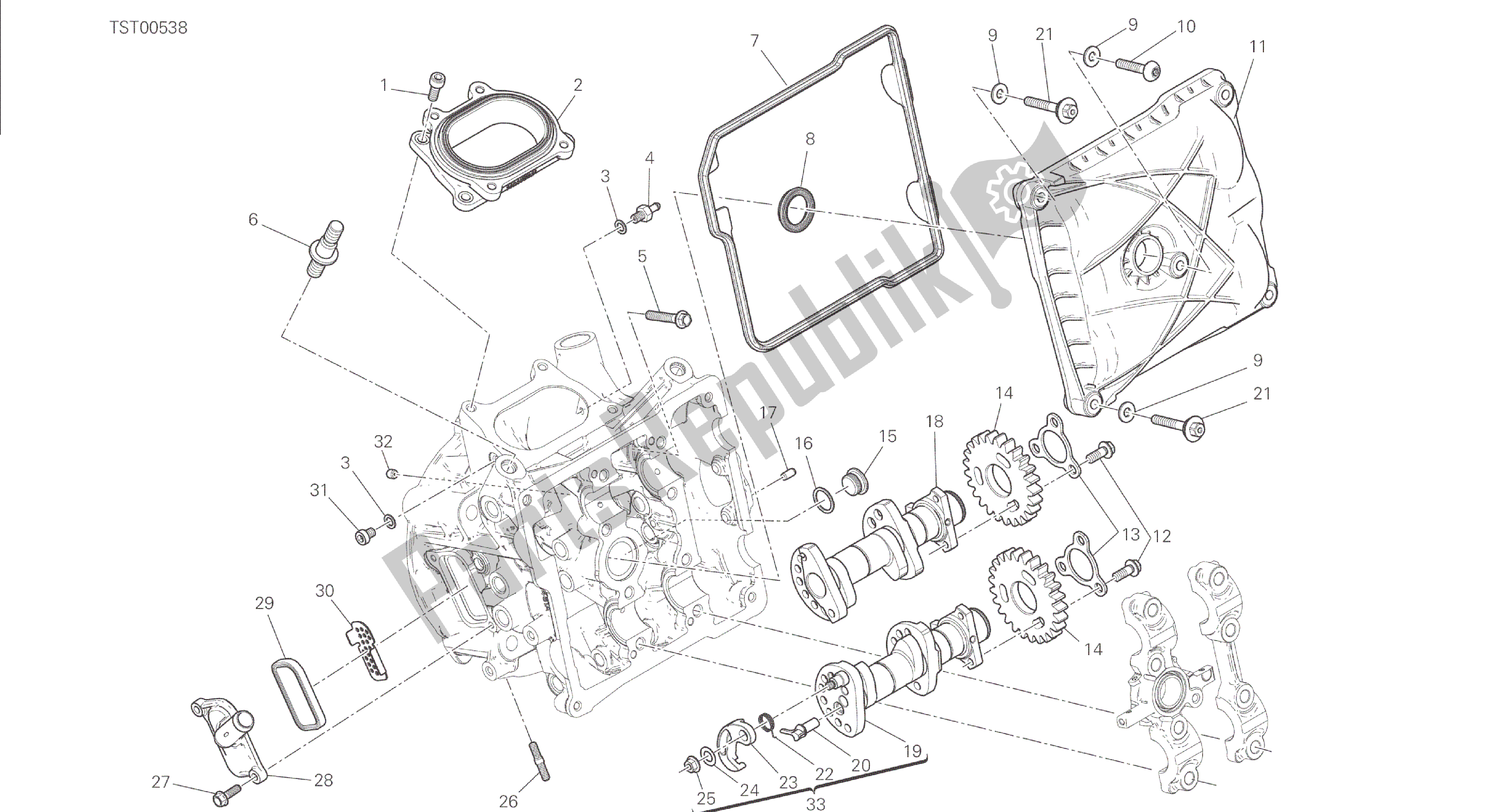 Todas las partes para Dibujo 013 - Testa Orizzontale - Distribuzione [mod: 1299; Xst: Aus, Eur, Fra, Jap] Motor De Grupo de Ducati Panigale 1299 2015
