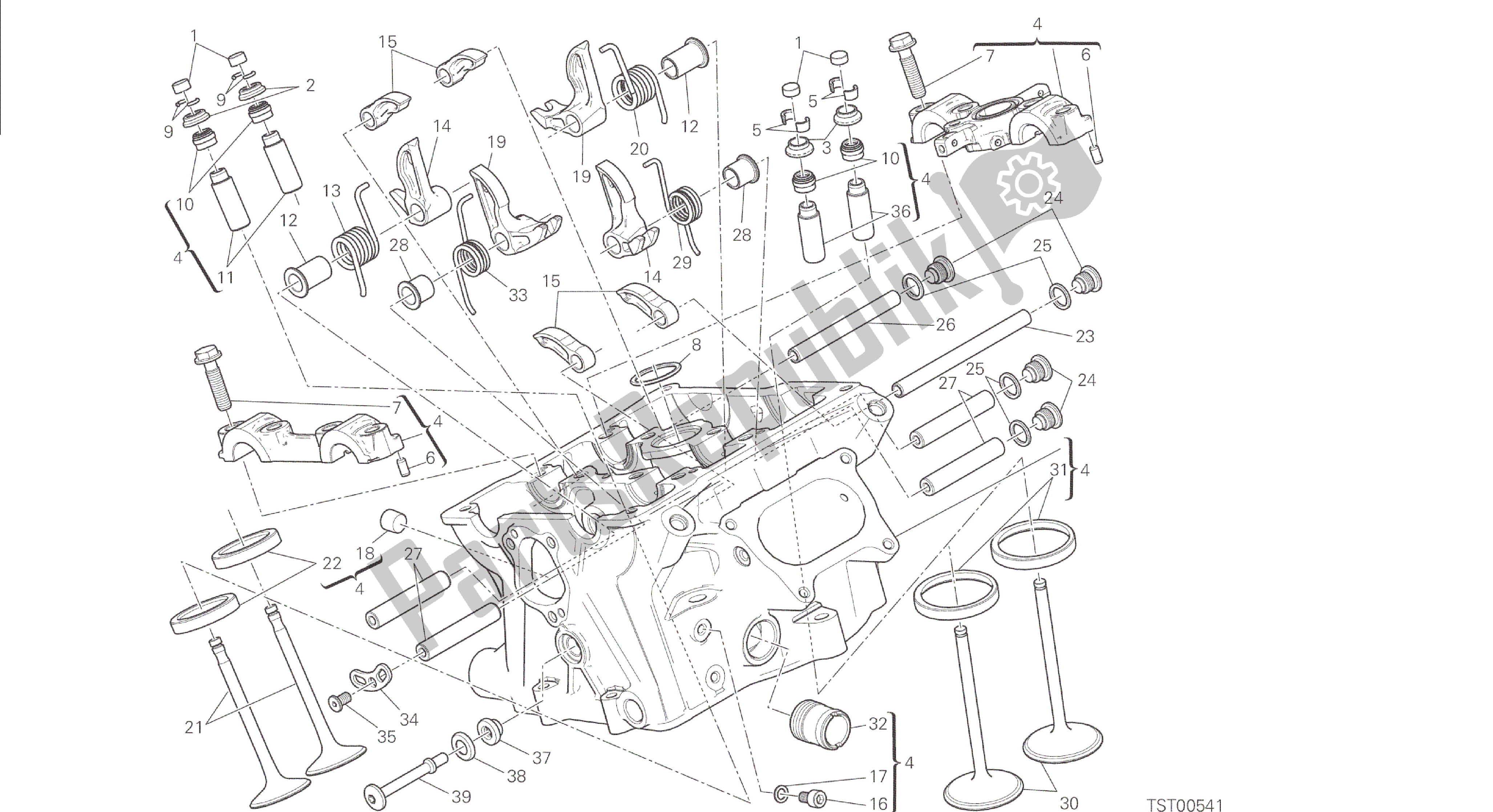 Todas las partes para Dibujo 015 - Cabezal Vertical [mod: 1299; Xst: Motor De Grupo Aus, Eur, Fra, Jap, Twn] de Ducati Panigale 1299 2015