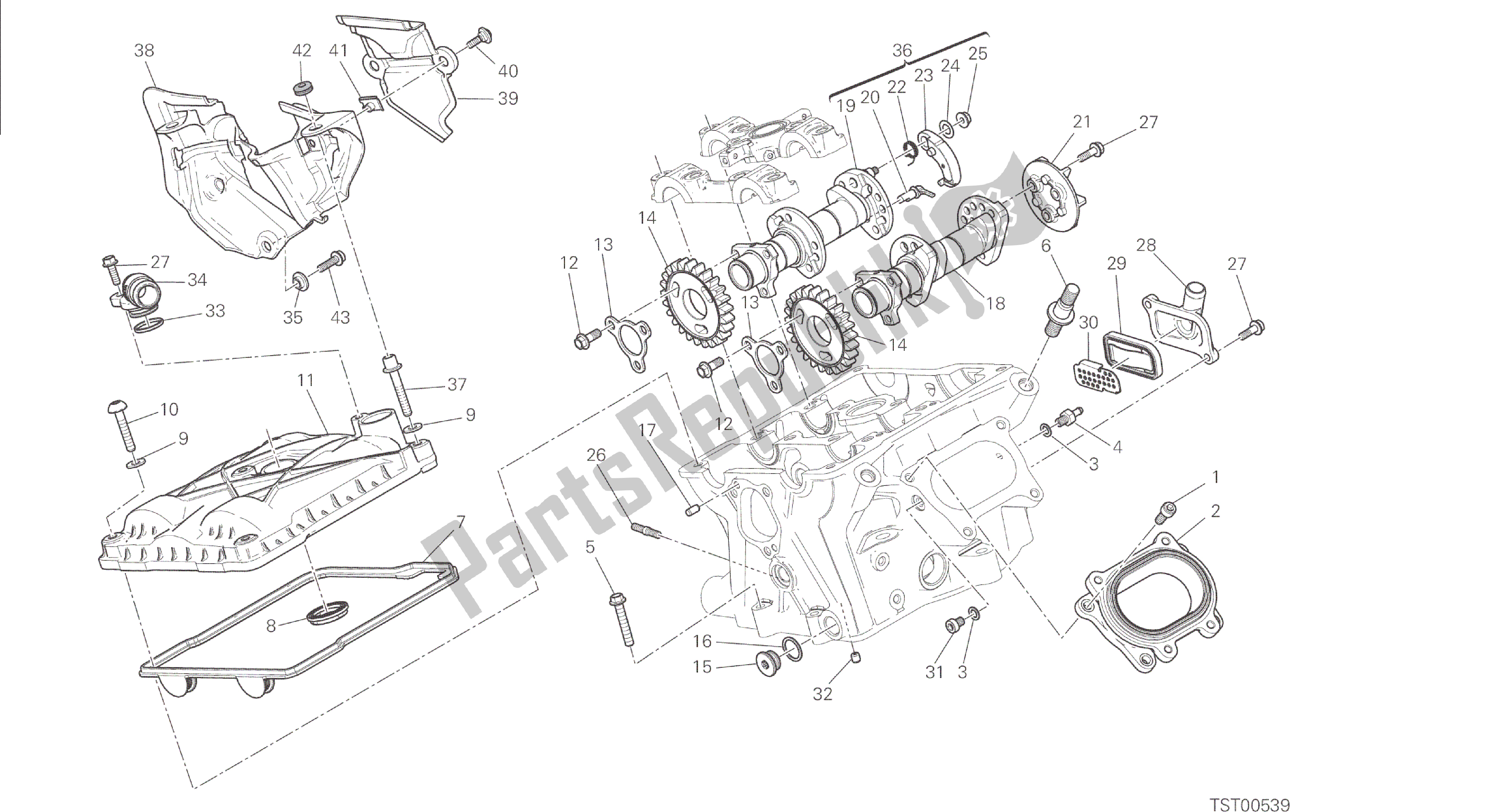 Alle onderdelen voor de Tekening 13a - Verticale Cilinderkop - Timing [mod: 1299; Xst: Aus, Eur, Fra, Jap] Groepsmotor van de Ducati Panigale 1299 2015