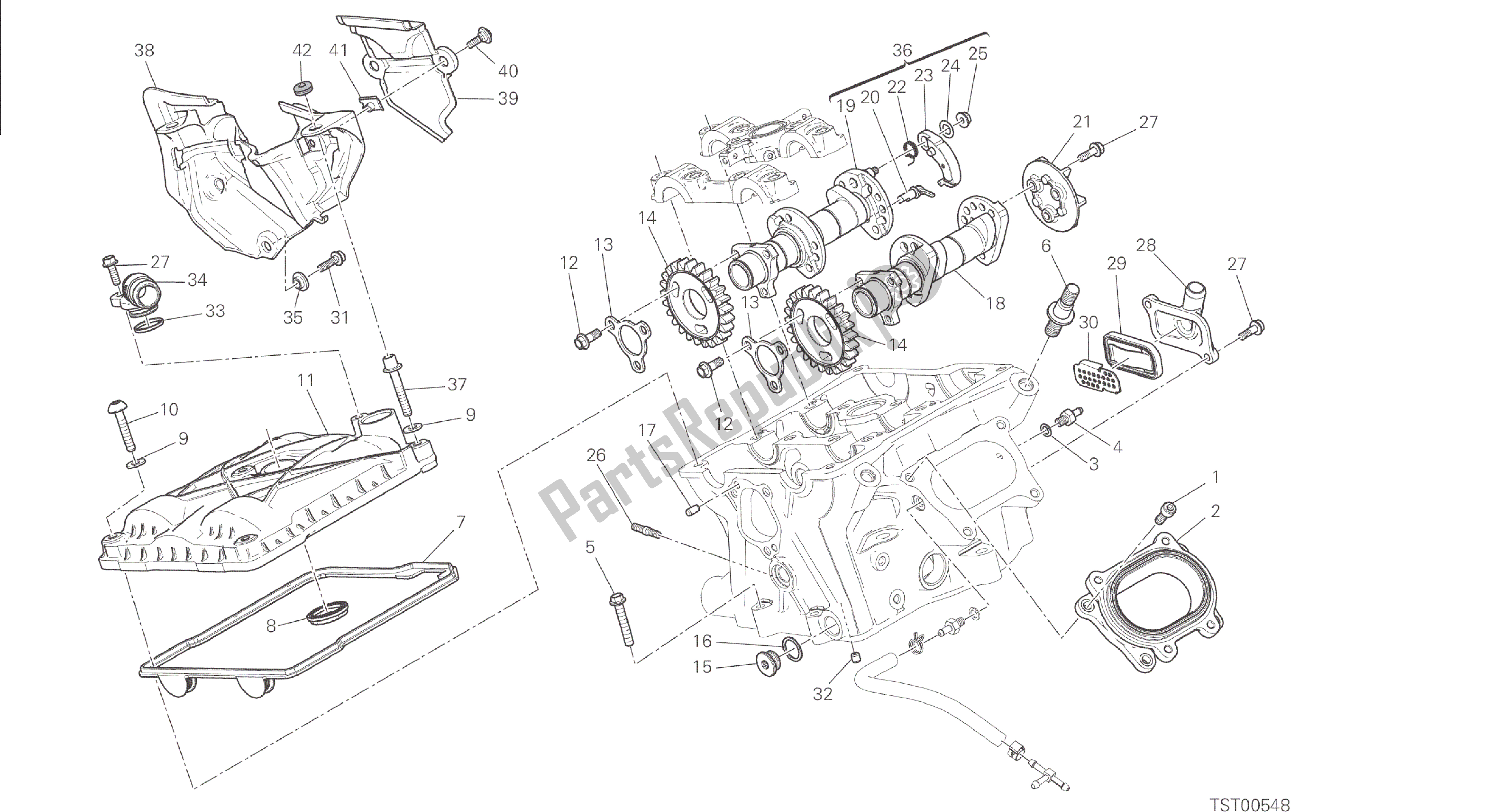 Todas las partes para Dibujo 13a - Culata Vertical - Sincronización [mod: 1299; Xst: Twn] Motor De Grupo de Ducati Panigale 1299 2015