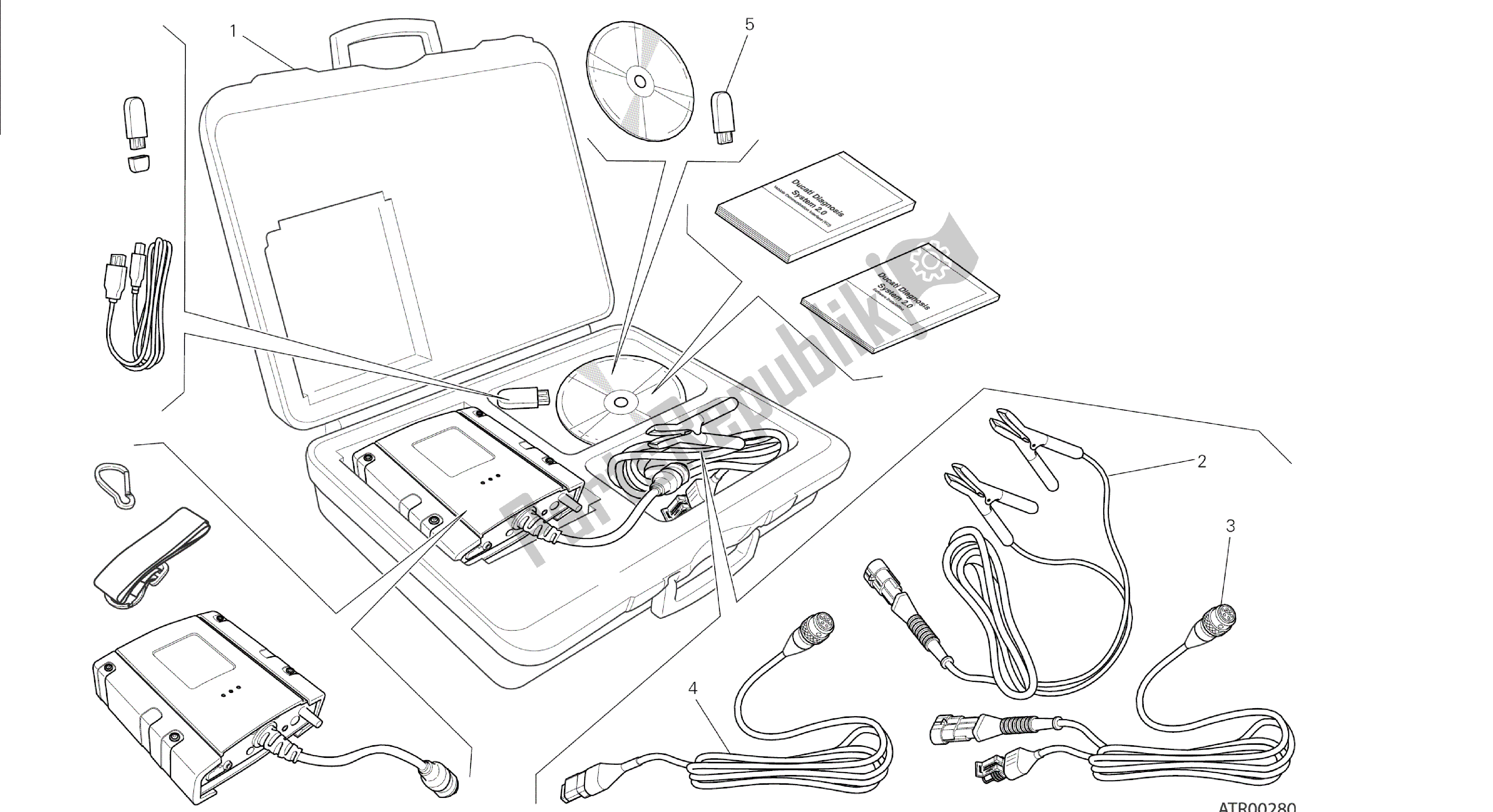 Alle onderdelen voor de Tekening 001 - Dds (2) Tester [mod: 1299; Xst: Aus, Eur, Fra, Jap, Twn] Groepstools van de Ducati Panigale 1299 2015