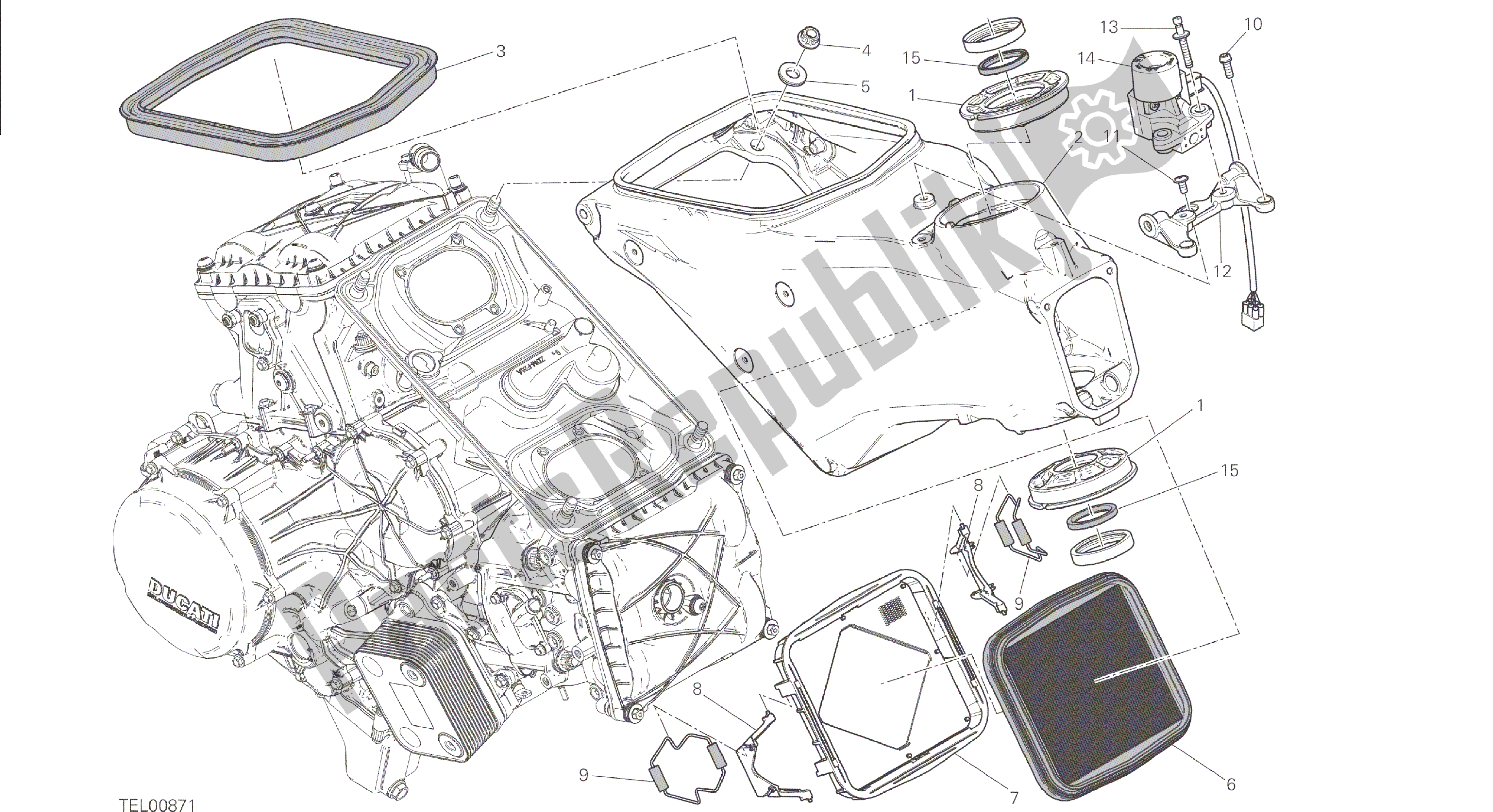 Alle onderdelen voor de Tekening 022 - Frame [mod: 1299; Xst: Aus, Eur, Fra, Jap, Twn] Groepsframe van de Ducati Panigale 1299 2015