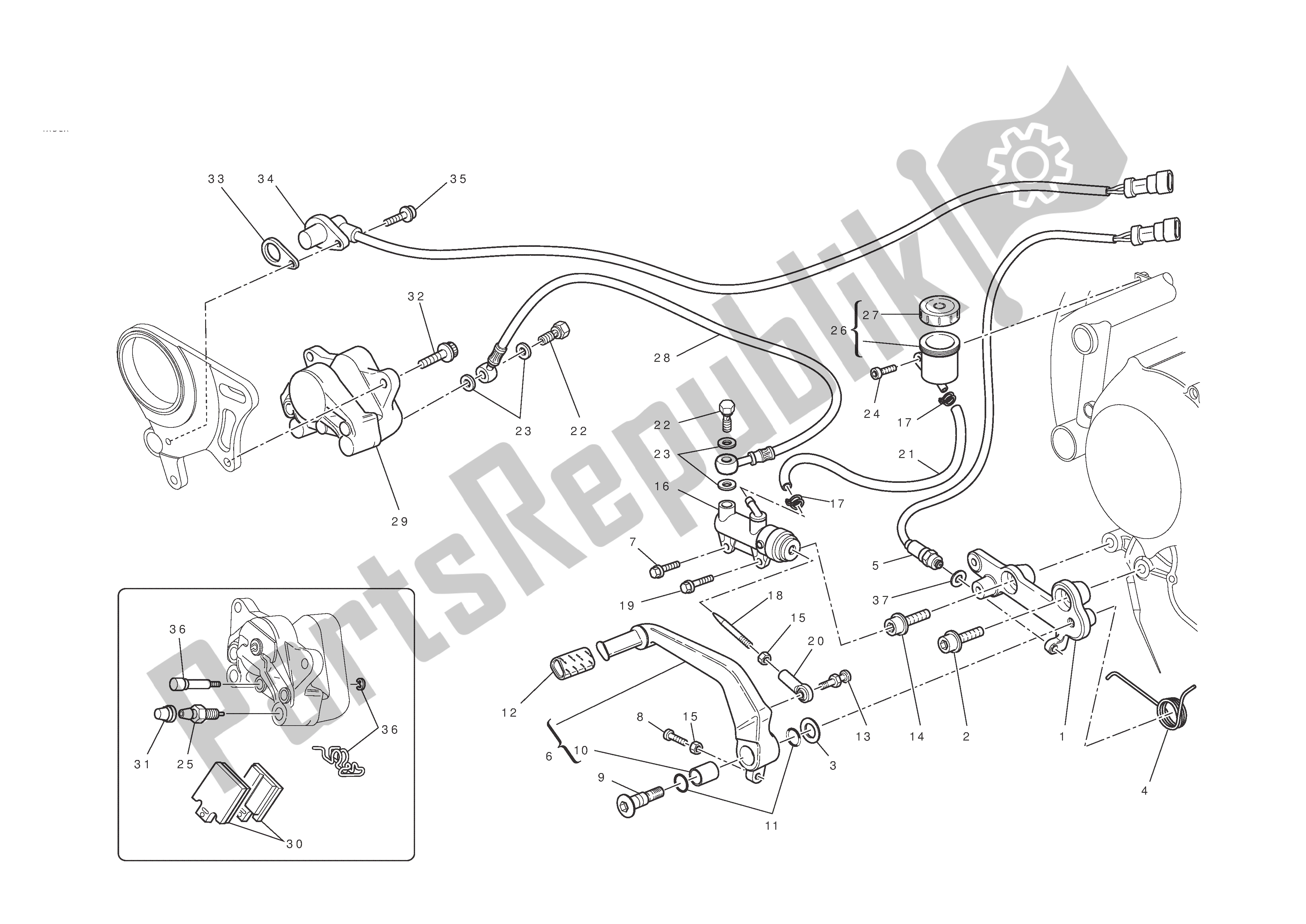 Todas las partes para Freno Trasero de Ducati 848 EVO Corse Special Edition 2012