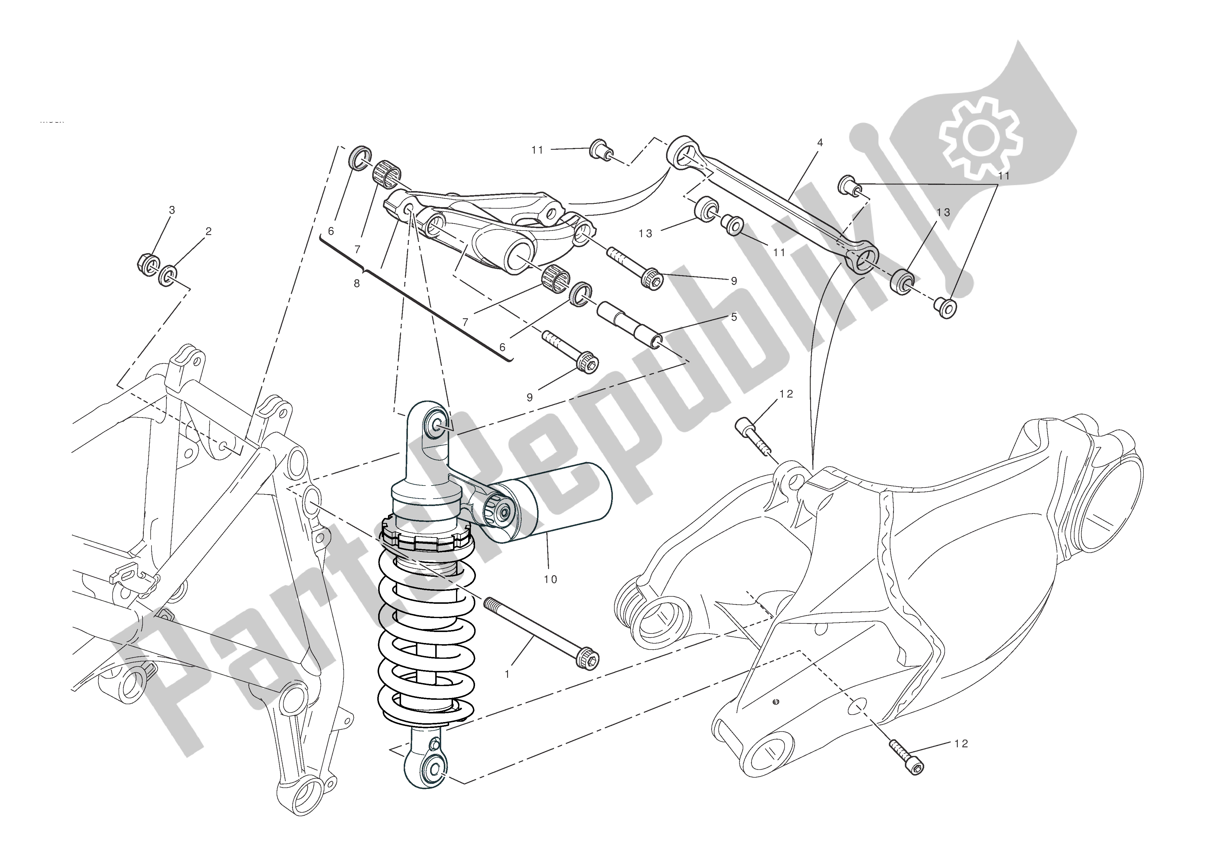 Todas las partes para Suspensión Trasera de Ducati 848 EVO Corse Special Edition 2012