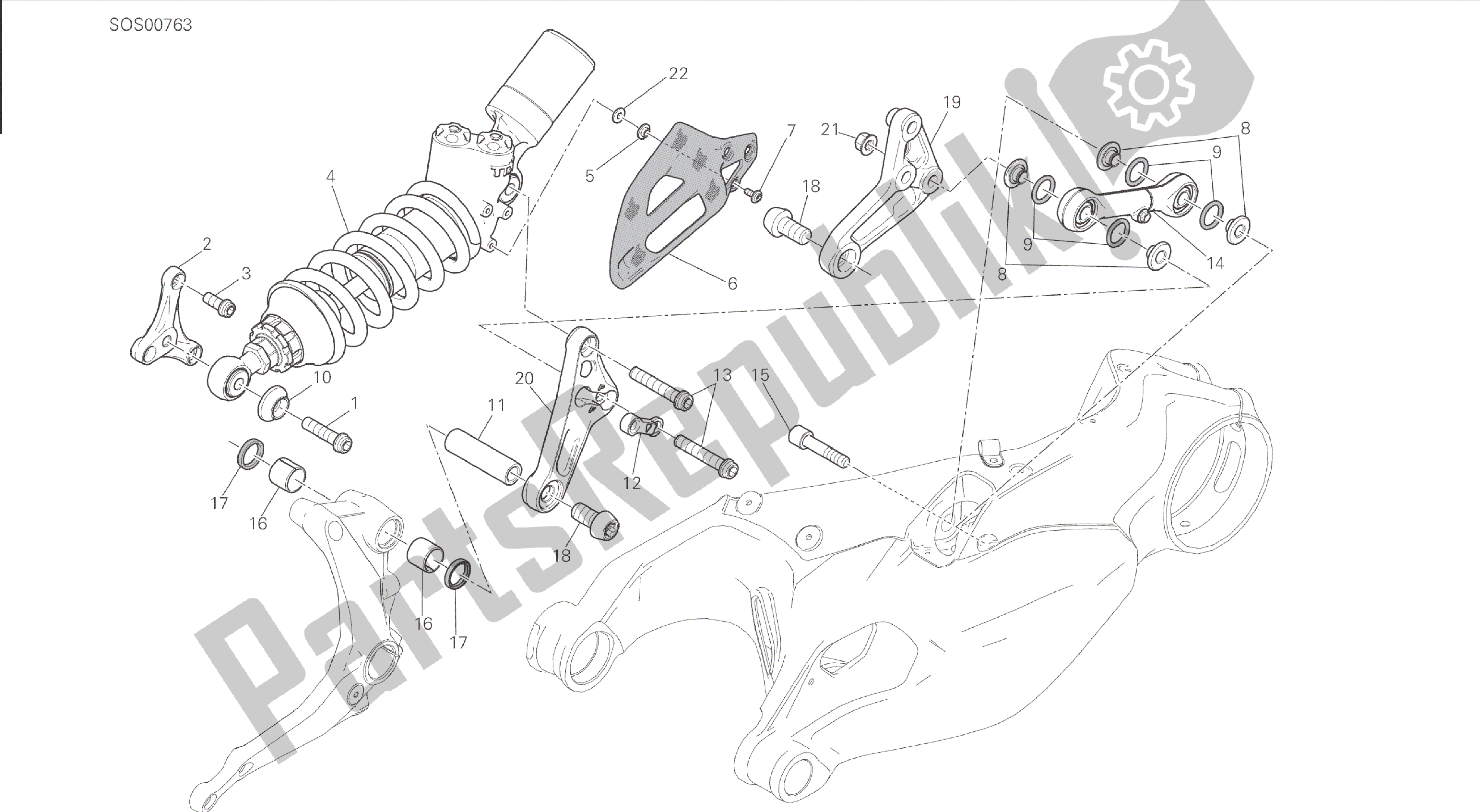 Todas as partes de Desenho 028 - Sospensione Posteriore [mod: 1199 R; Xst: Aus, Eur, Fra, Jap, Twn] Quadro De Grupo do Ducati Panigale 1198 2015