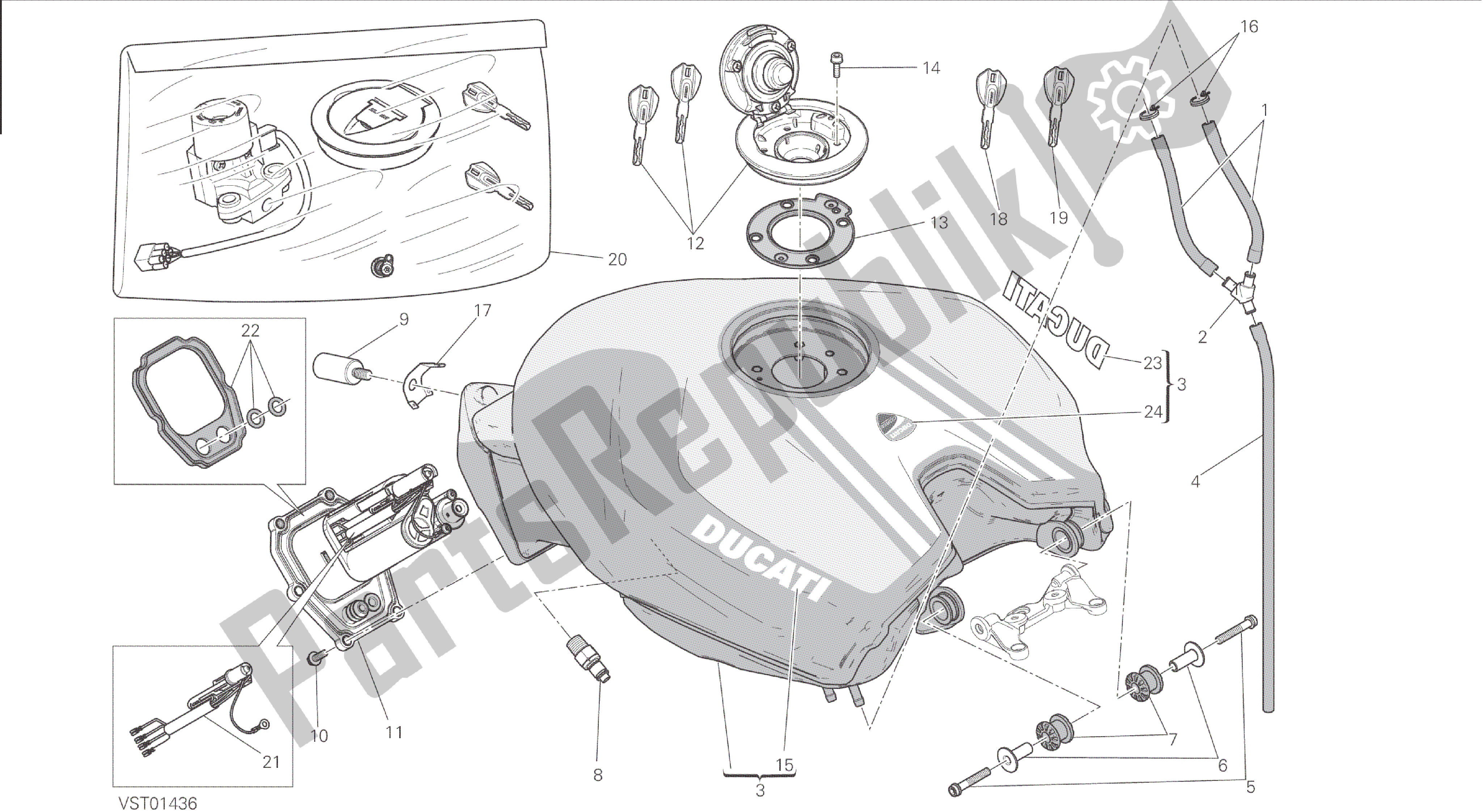 Todas as partes de Desenho 032 - Tanque [mod: 1199 R; Xst: Aus, Eur, Fra, Jap] Quadro De Grupo do Ducati Panigale 1198 2015