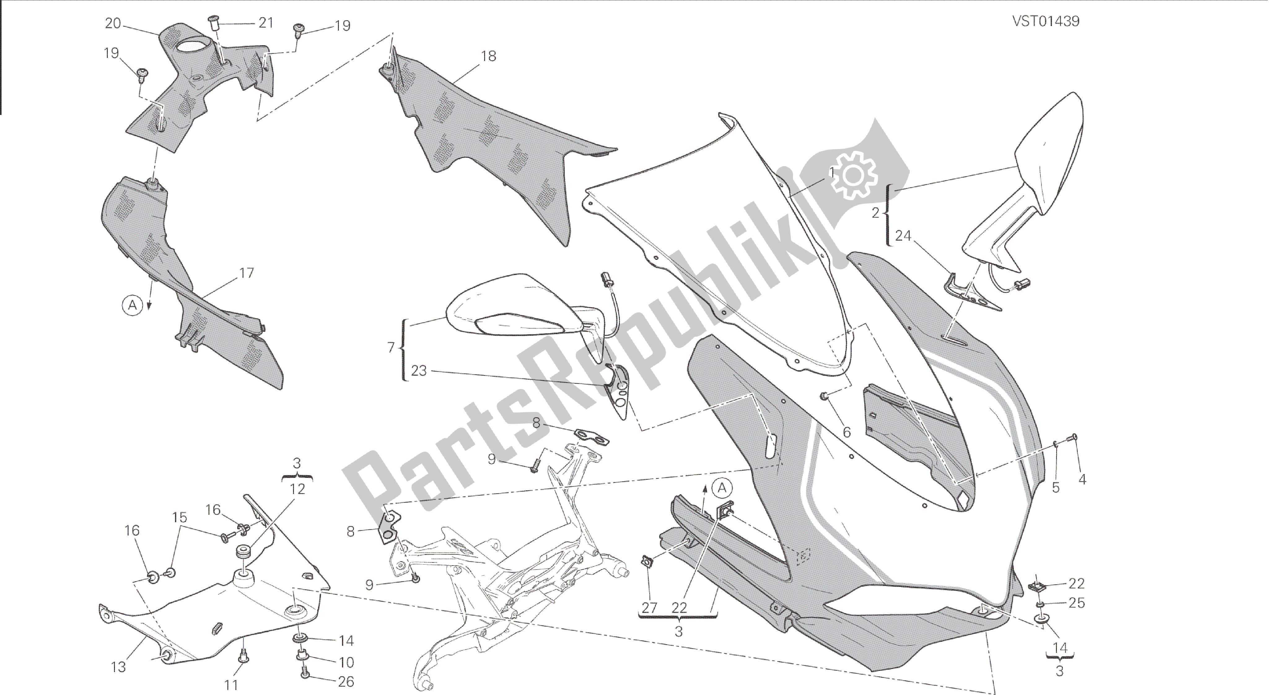 Todas las partes para Dibujo 034 - Carenado [mod: 1199 R; Xst: Marco De Grupo Aus, Eur, Fra, Jap, Twn] de Ducati Panigale 1198 2015