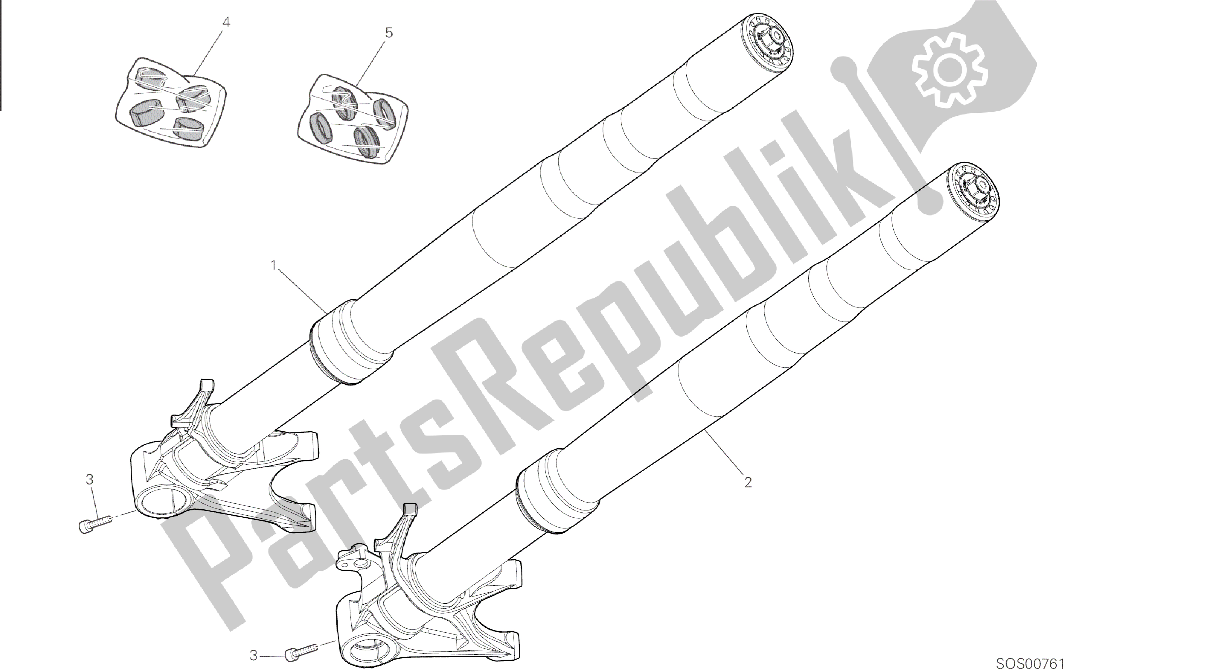 Alle onderdelen voor de Tekening 21a - Voorvork [mod: 1199 R; Xst: Aus, Eur, Fra, Jap, Twn] Groepsframe van de Ducati Panigale 1198 2015