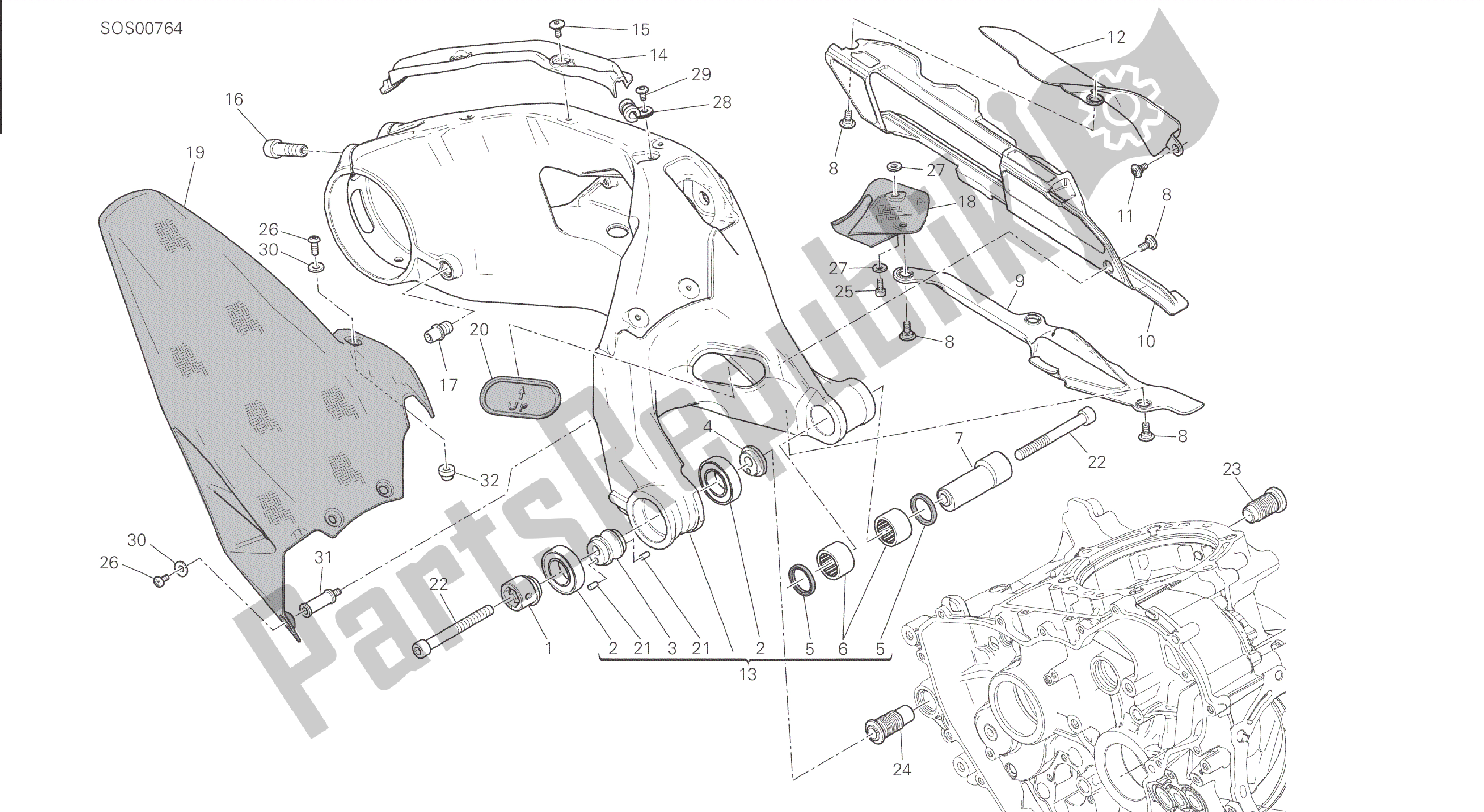 Todas las partes para Dibujo 28a - Forcellone Posteriore [mod: 1199 R; Xst: Marco De Grupo Aus, Eur, Fra, Jap, Twn] de Ducati Panigale 1198 2015