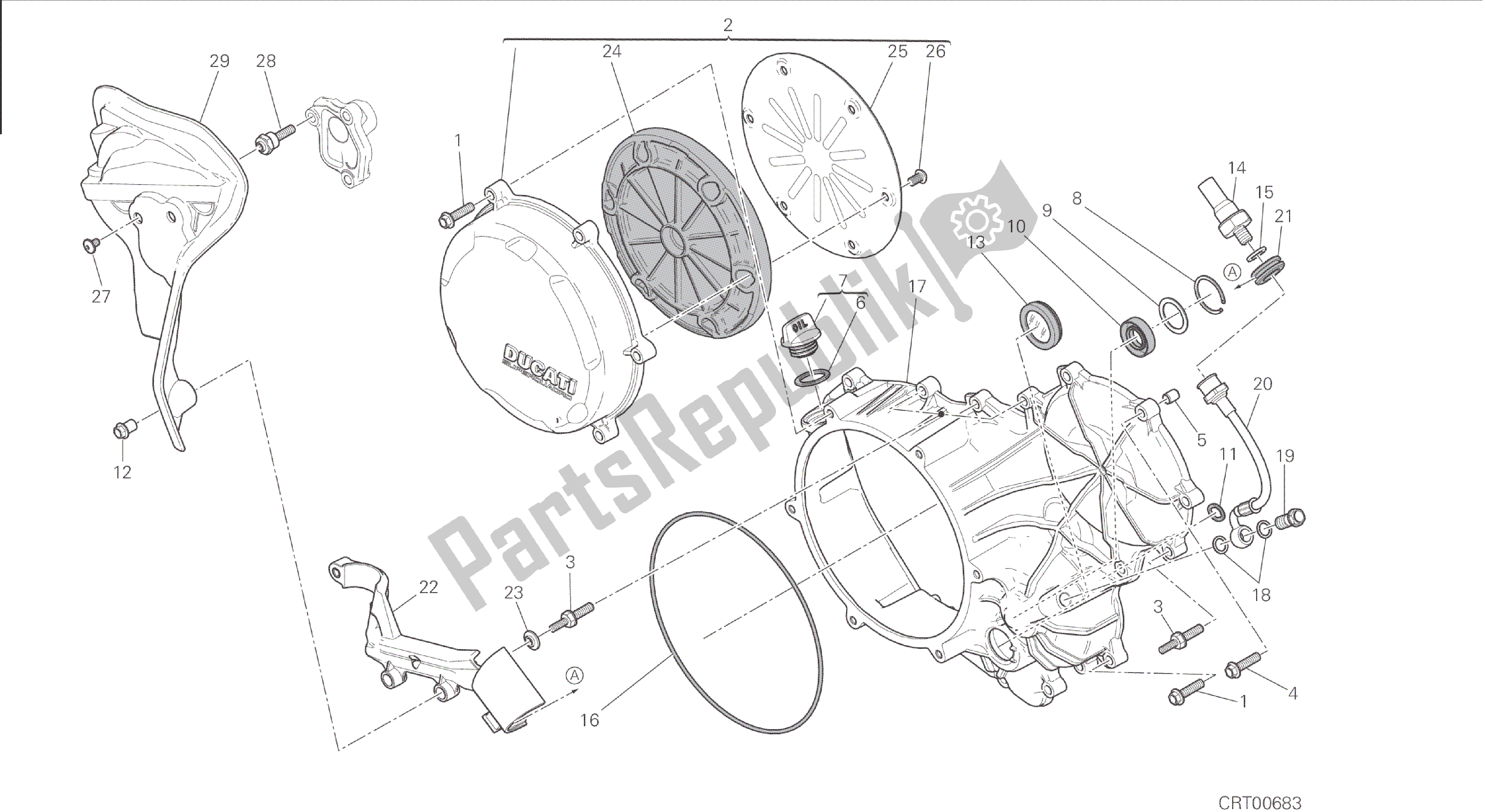 Todas las partes para Dibujo 005 - Embrague - Tapa Del Cárter Lateral [mod: 1199r; Xst: Aus, Eur, Fra, Jap, Twn] Motor De Grupo de Ducati Panigale 1198 2015