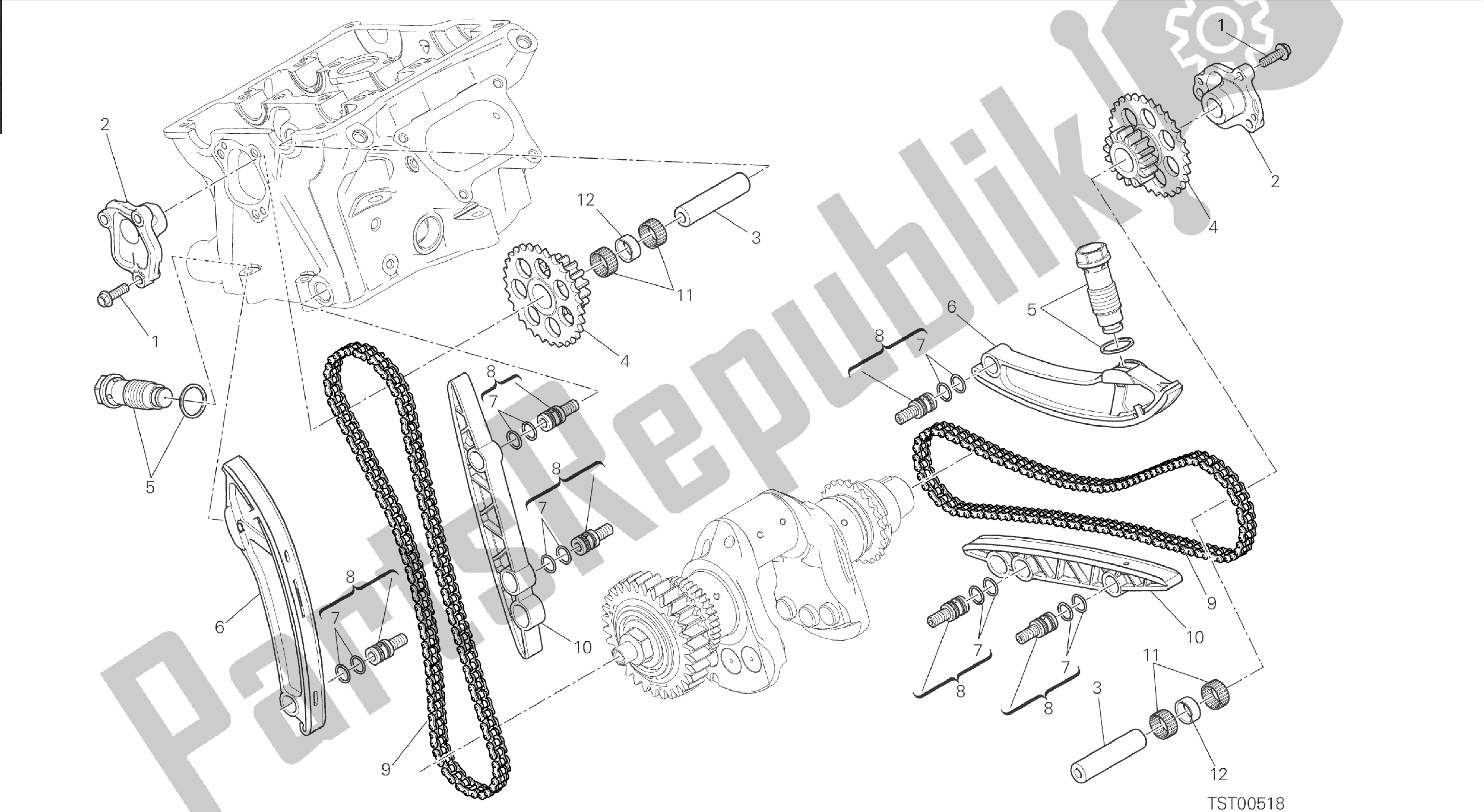 Alle onderdelen voor de Tekening 008 - Distribuzione [mod: 1199 R; Xst: Aus, Eur, Fra, Jap, Twn] Groep Engine van de Ducati Panigale 1198 2015