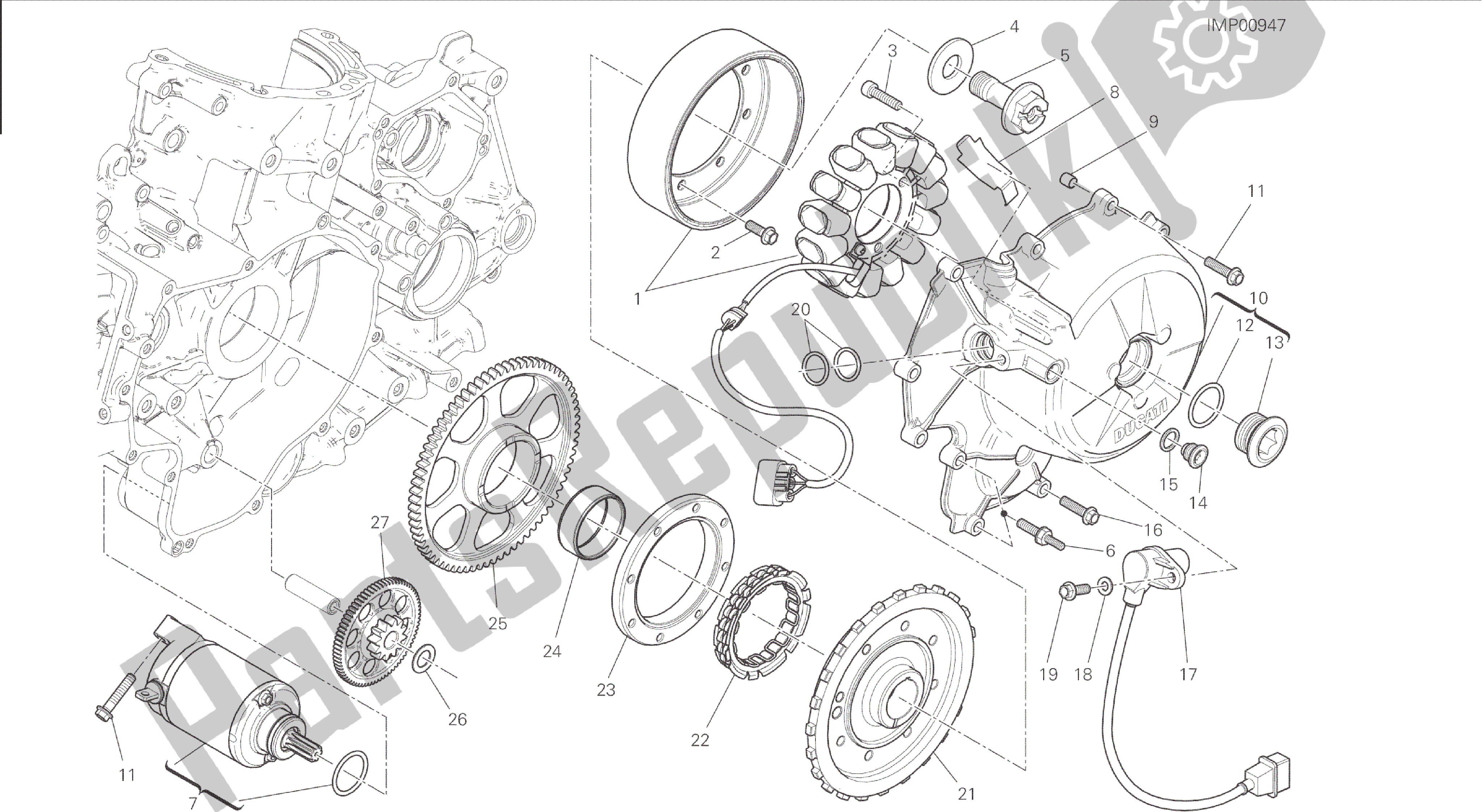 Alle onderdelen voor de Tekening 012 - Elektrisch Starten En Ontsteken [mod: 1199r; Xst: Aus, Eur, Fra, Jap, Twn] Groepsmotor van de Ducati Panigale 1198 2015