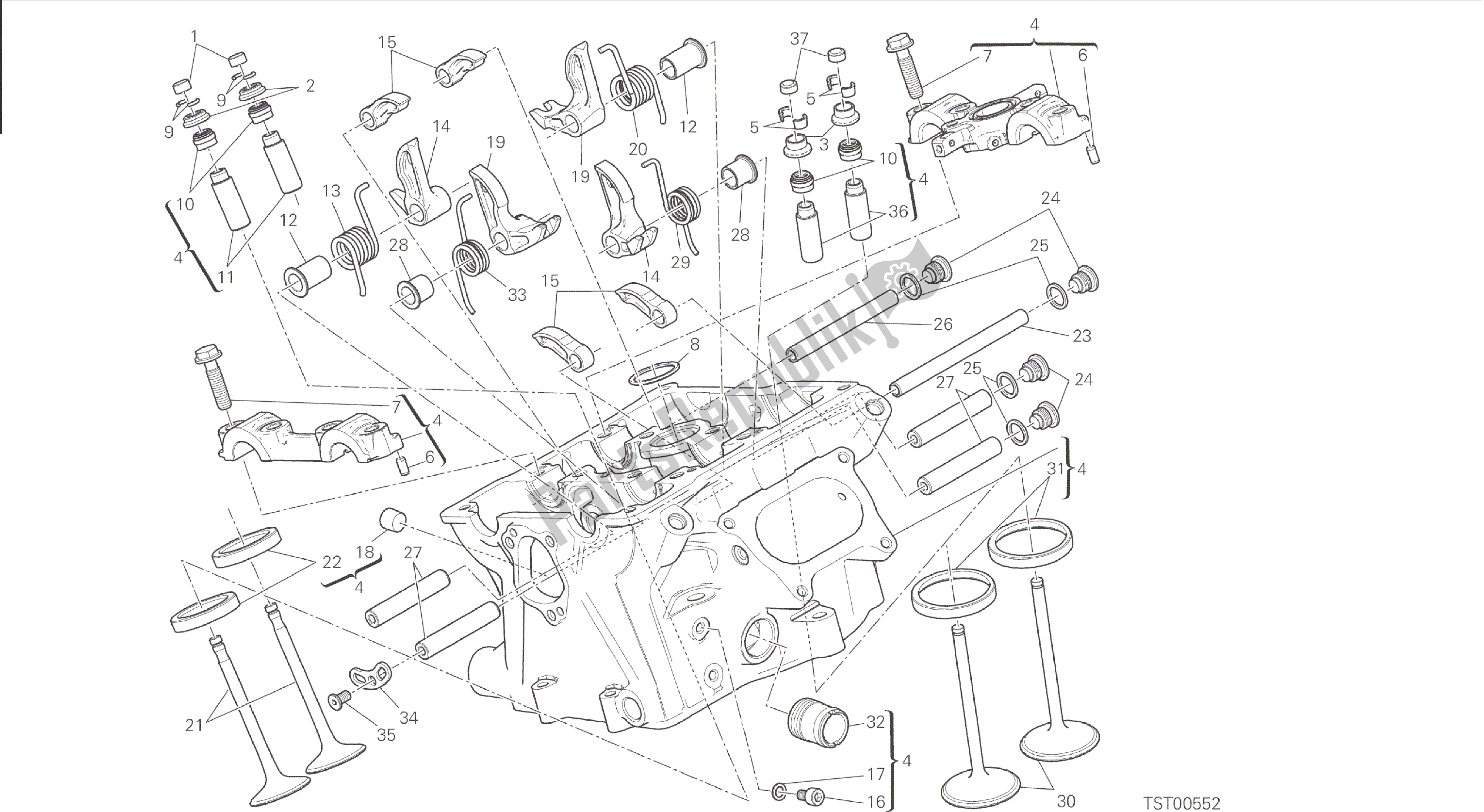 Alle onderdelen voor de Tekening 015 - Verticale Kop [mod: 1199 R; Xst: Aus, Eur, Fra, Jap, Twn] Groepsmotor van de Ducati Panigale 1198 2015