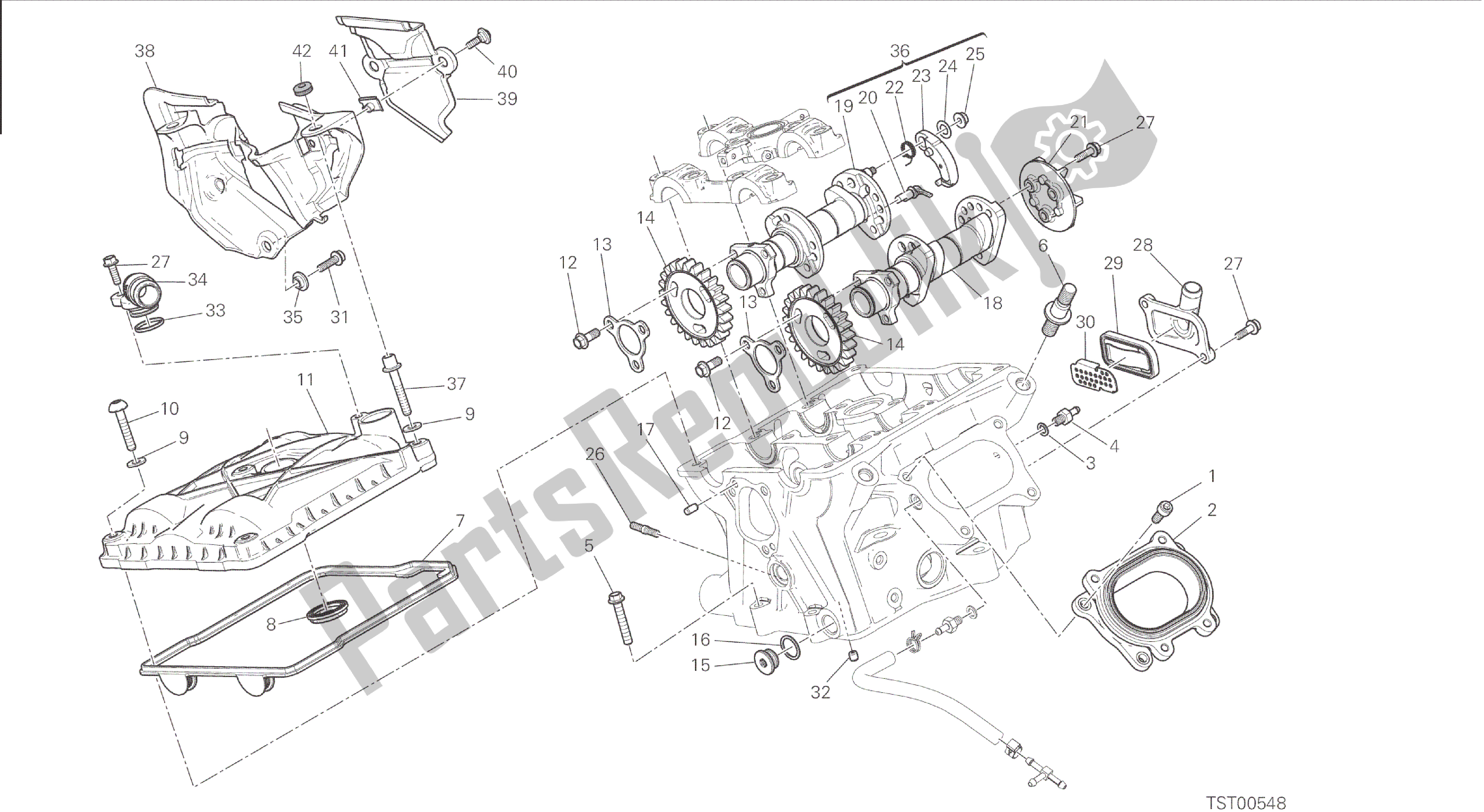 Wszystkie części do Rysunek 13a - Pionowa G? Owica Cylindra - Rozrz? D [mod: 1199 R; Xst: Twn] Grupa Silnika Ducati Panigale 1198 2015