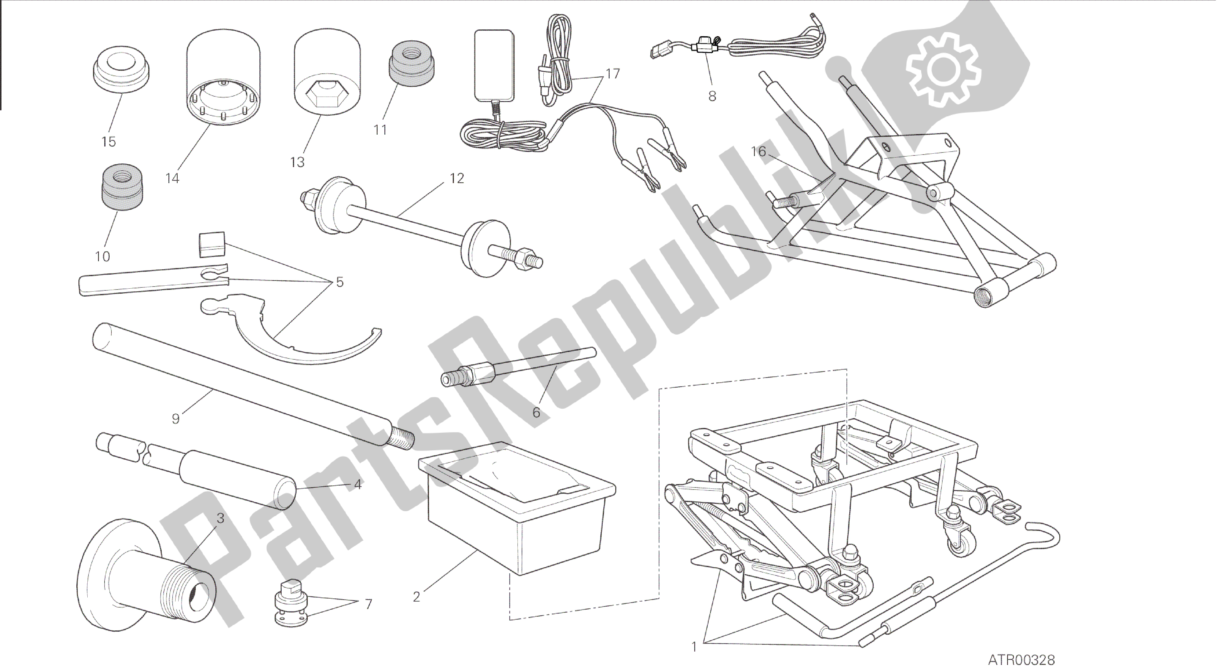 Alle onderdelen voor de Tekening 01c - Gereedschap Voor Werkplaatsonderhoud [mod: 1199r; Xst: Aus, Eur, Fra, Jap, Twn] Groepstools van de Ducati Panigale 1198 2015
