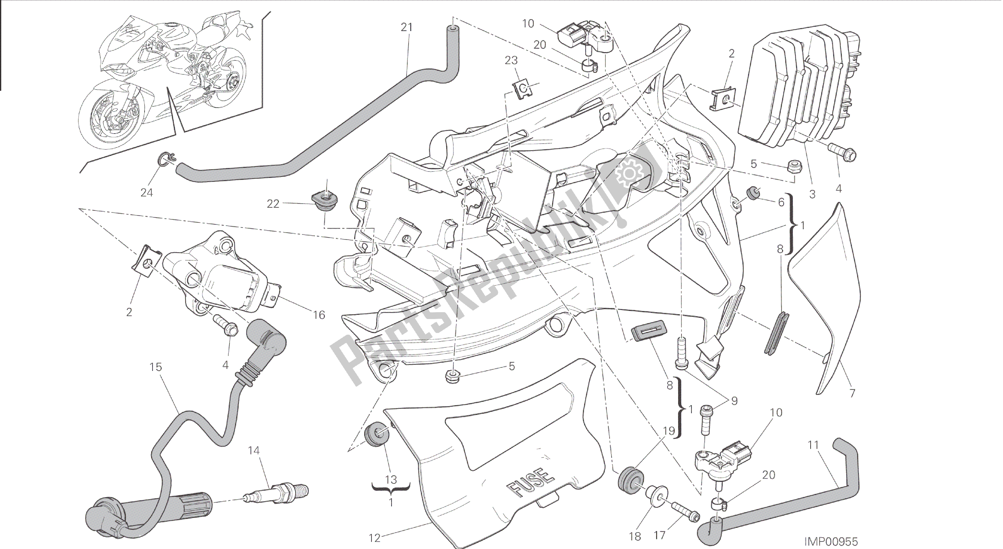 Todas las partes para Dibujo 018 - Impianto Elettrico Sinistro [mod: 1199r; Xst: Aus, Eur, Fra, Jap, Twn] Grupo Eléctrico de Ducati Panigale 1198 2015