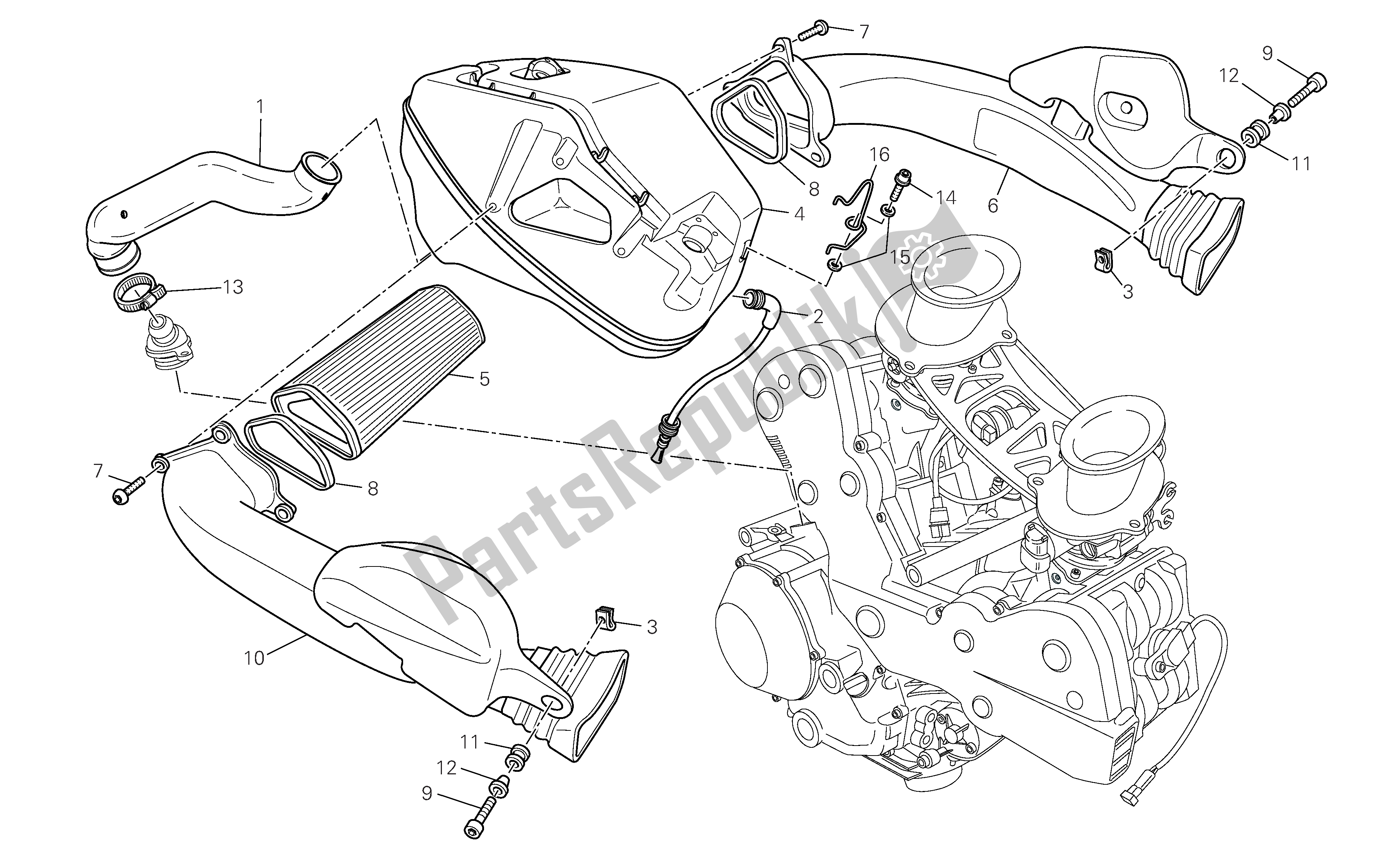 Todas as partes de Entrada De Ar - Respirador De óleo do Ducati 1098 2007