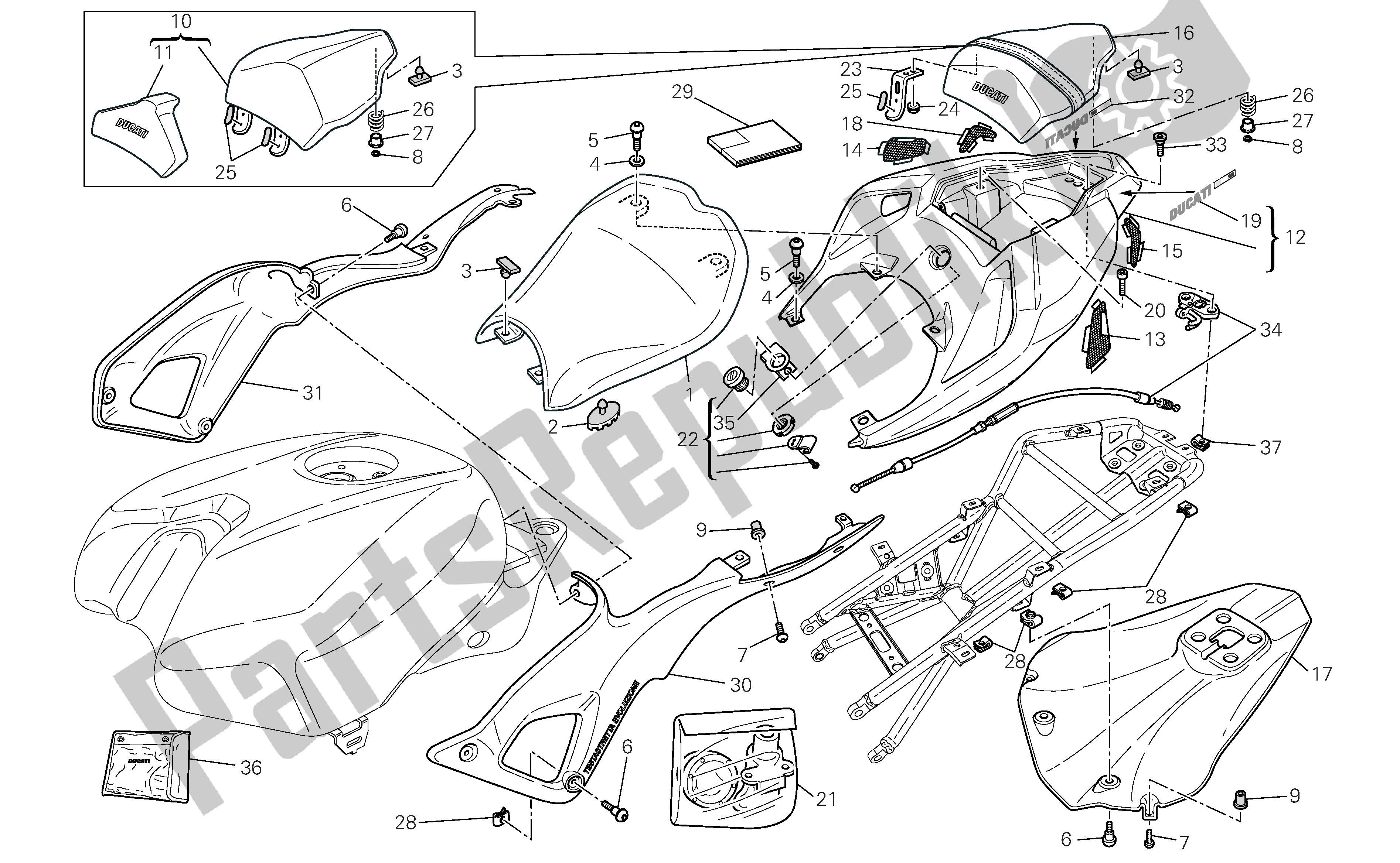 Todas las partes para Asiento de Ducati 1098 2007