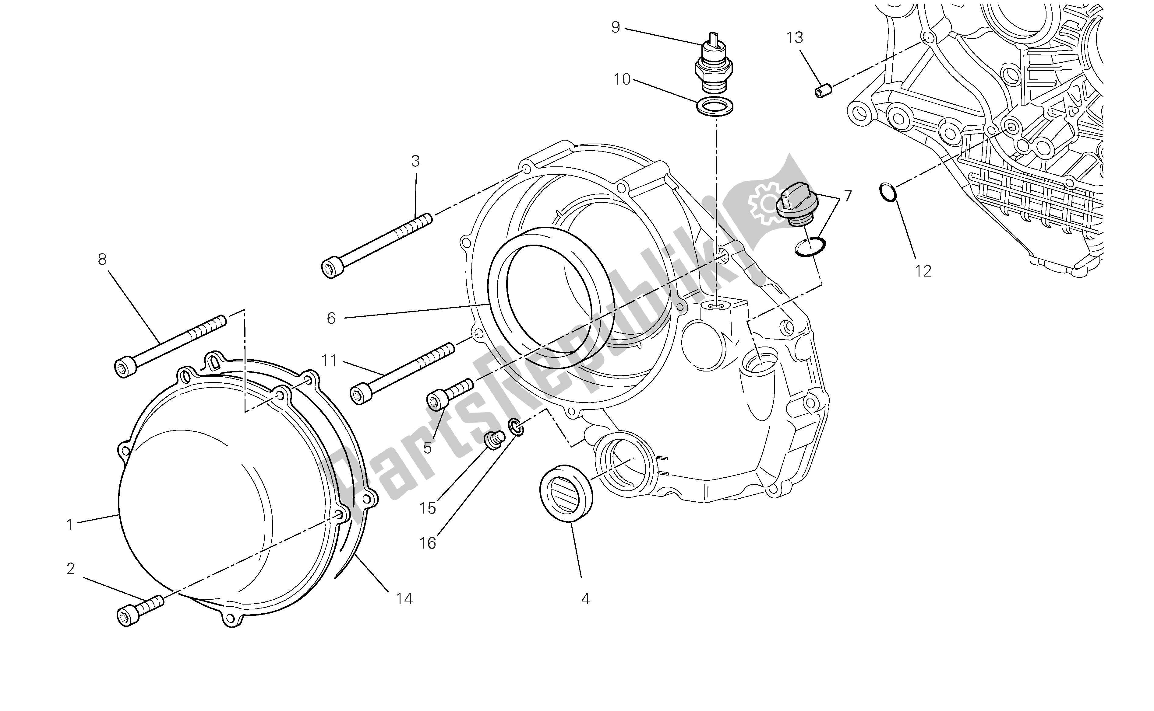 Todas las partes para Tapa Del Cárter Del Lado Del Embrague de Ducati 1098 2007