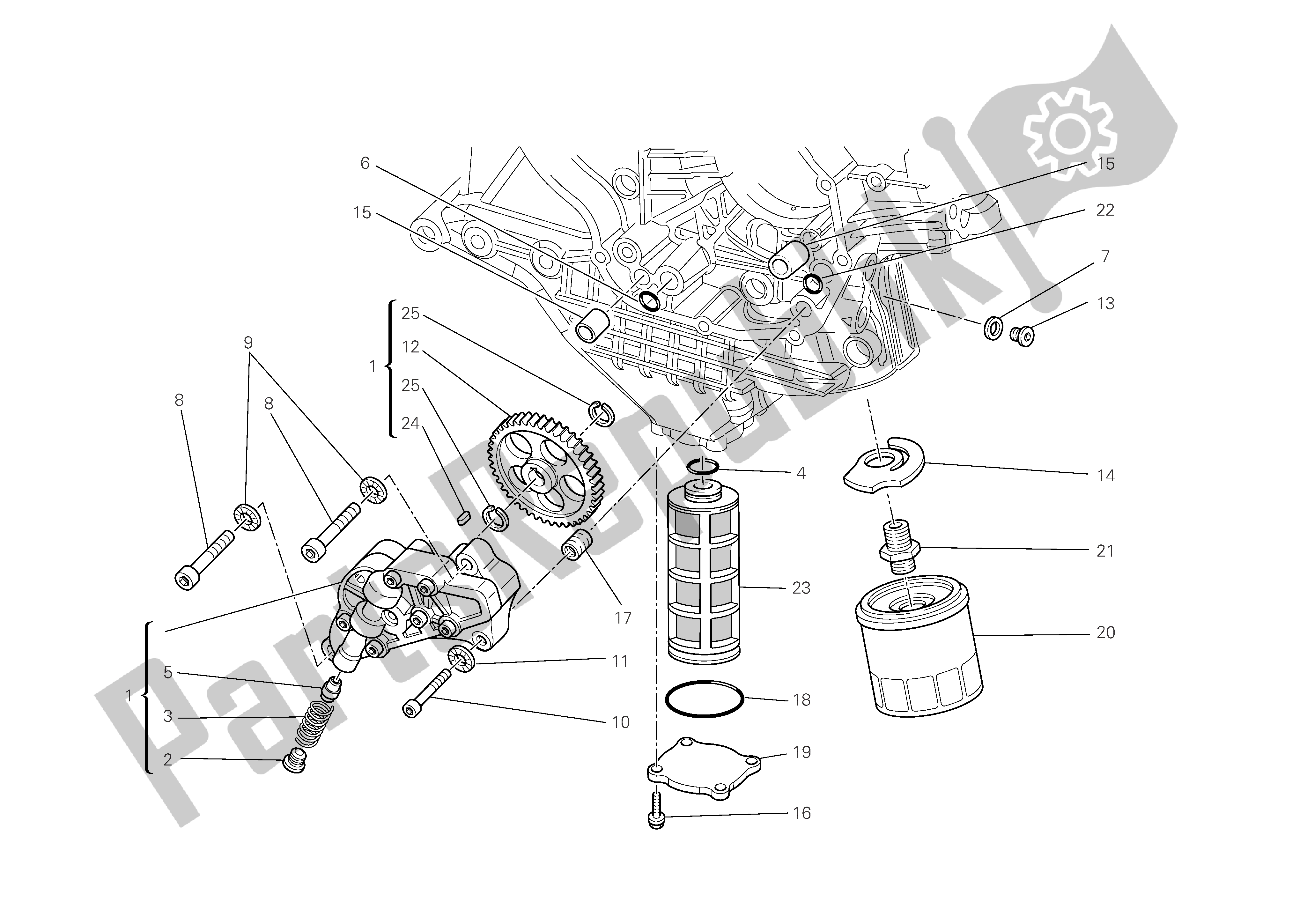 Alle onderdelen voor de Filters En Oliepomp van de Ducati 1098 R Bayliss 2009