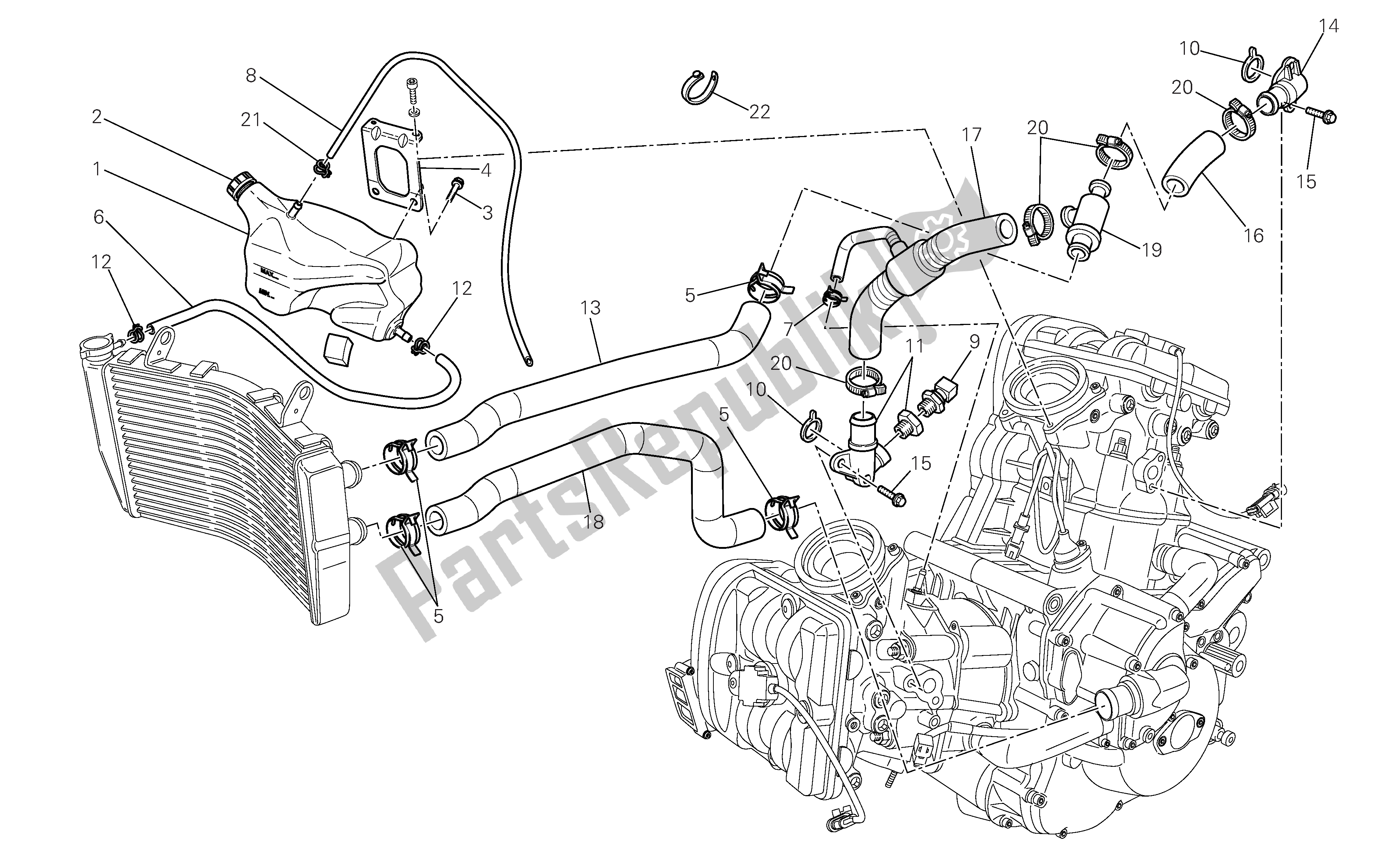 Todas las partes para Sistema De Refrigeración de Ducati 1098S 2007