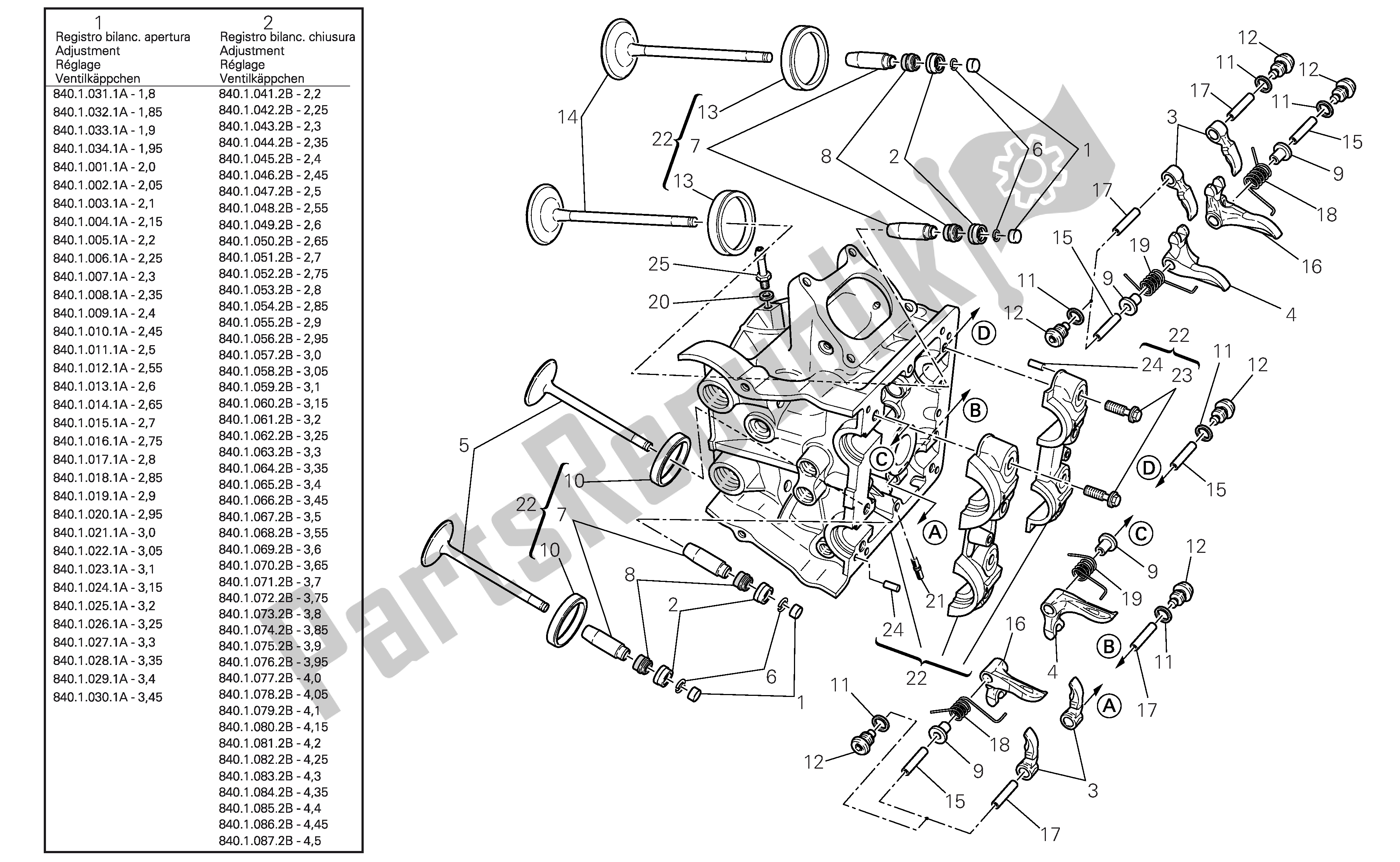 Todas las partes para Culata Horizontal de Ducati 1098S 2007