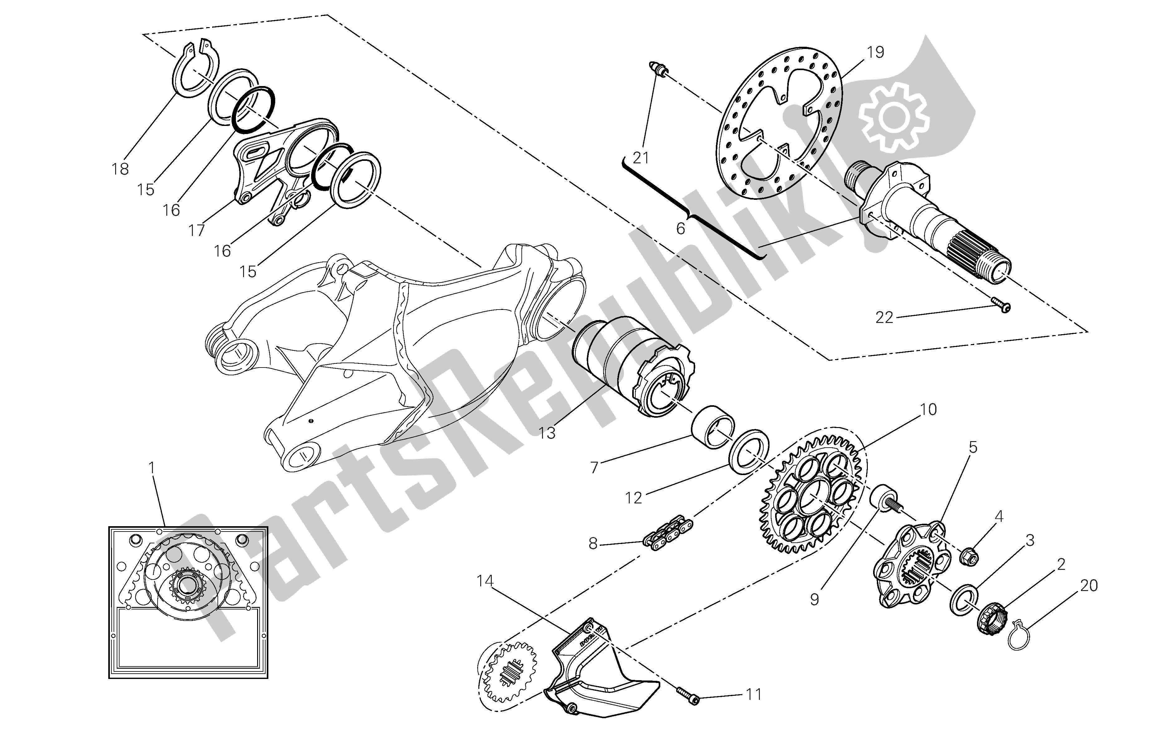 Todas las partes para Perno Rueda Trasera de Ducati 1098S Tricolore 2007