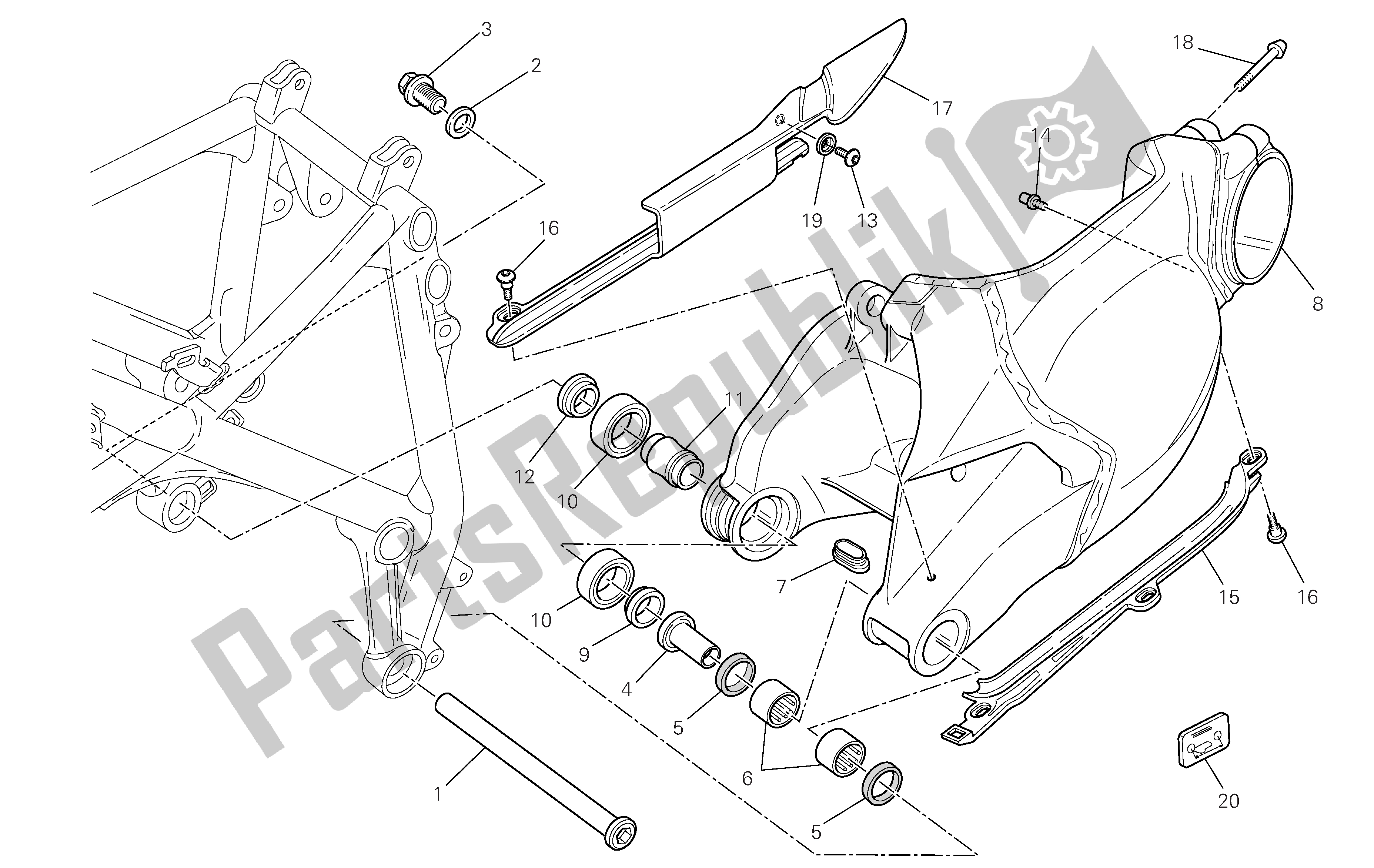 Todas las partes para Basculante Trasero de Ducati 1098S Tricolore 2007