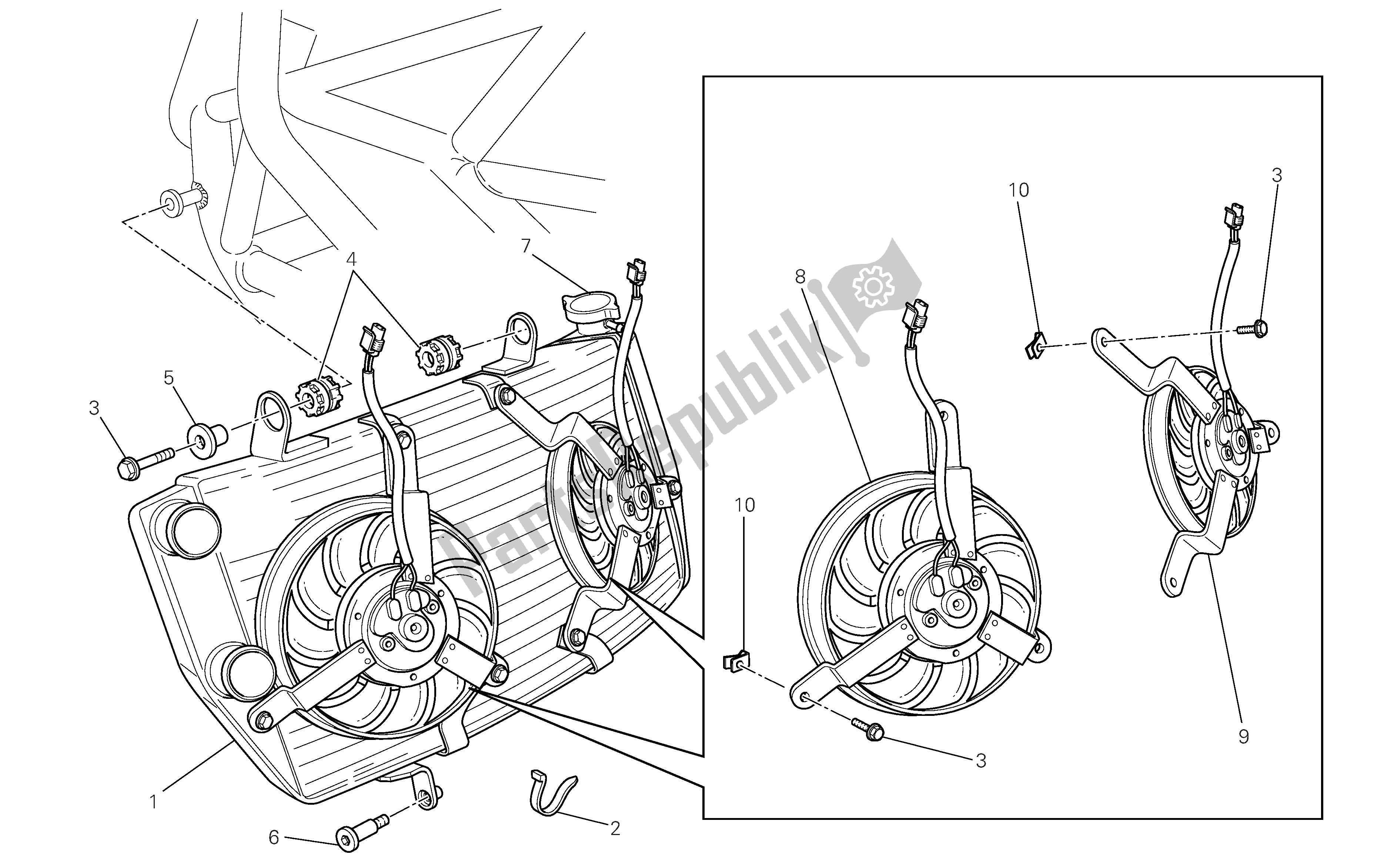 Todas las partes para Radiador de Ducati 1098S Tricolore 2007