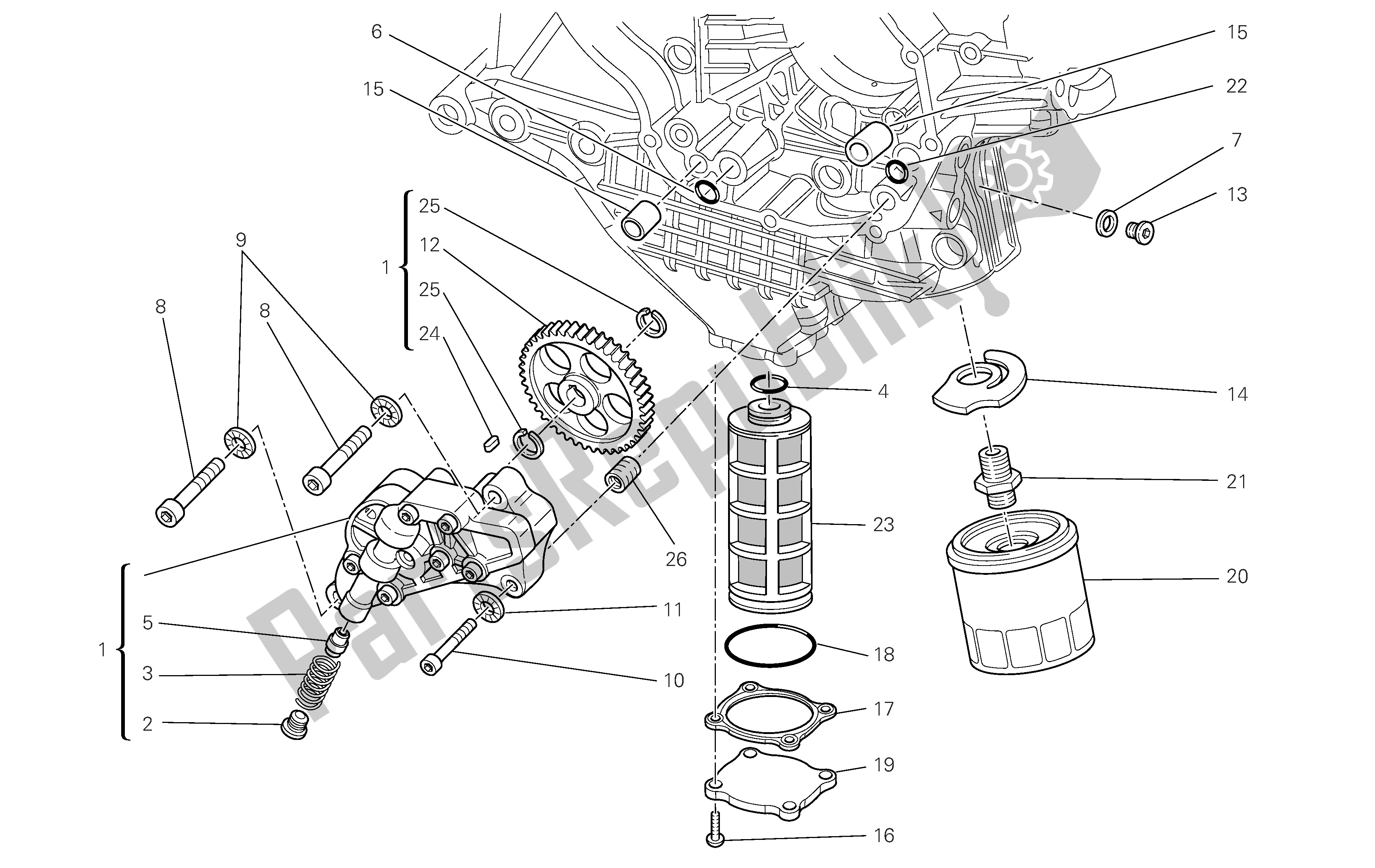 Todas las partes para Filtros Y Bomba De Aceite de Ducati 1098S Tricolore 2007