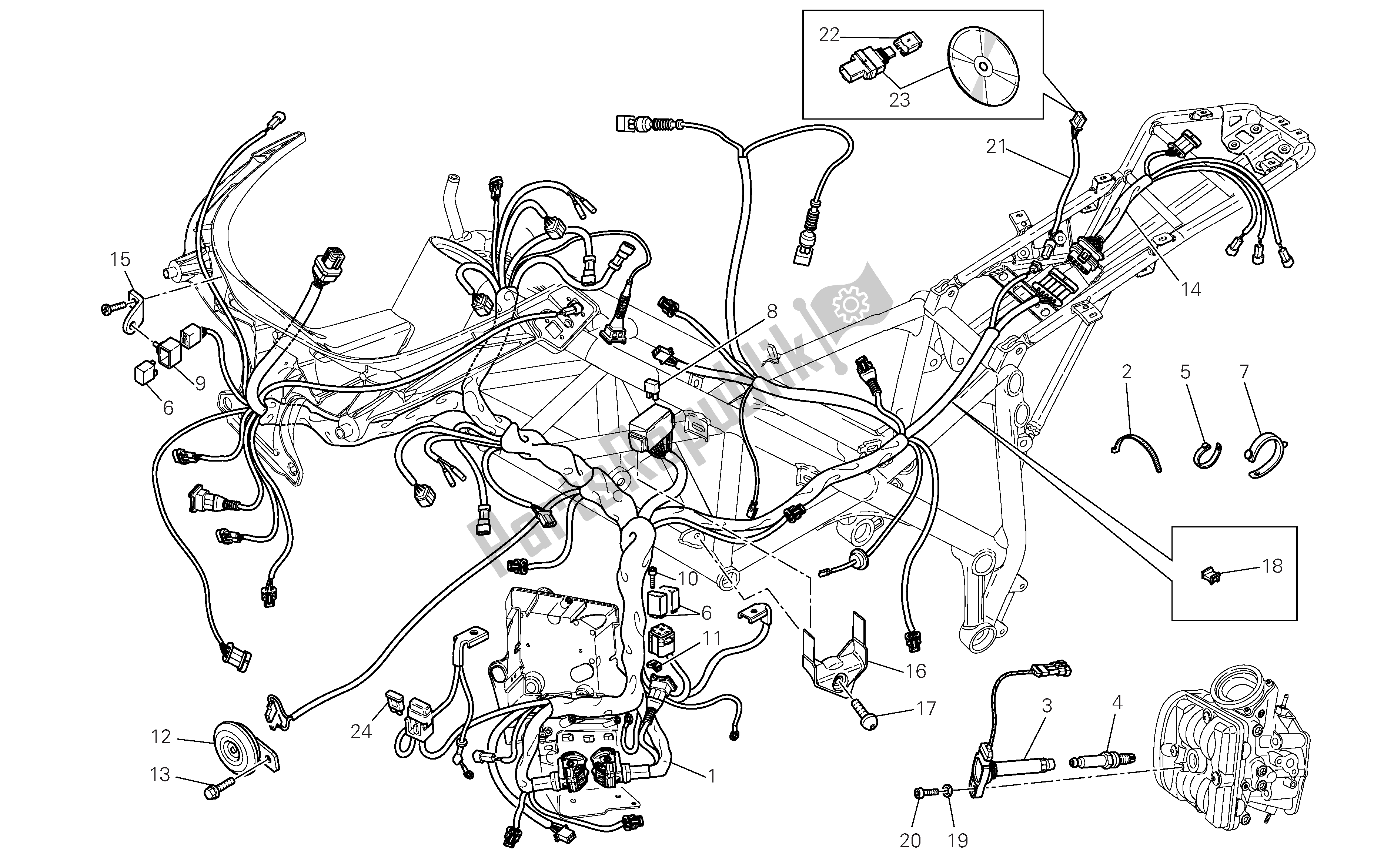 Tutte le parti per il Impianto Elettrico del Ducati 1098S Tricolore 2007