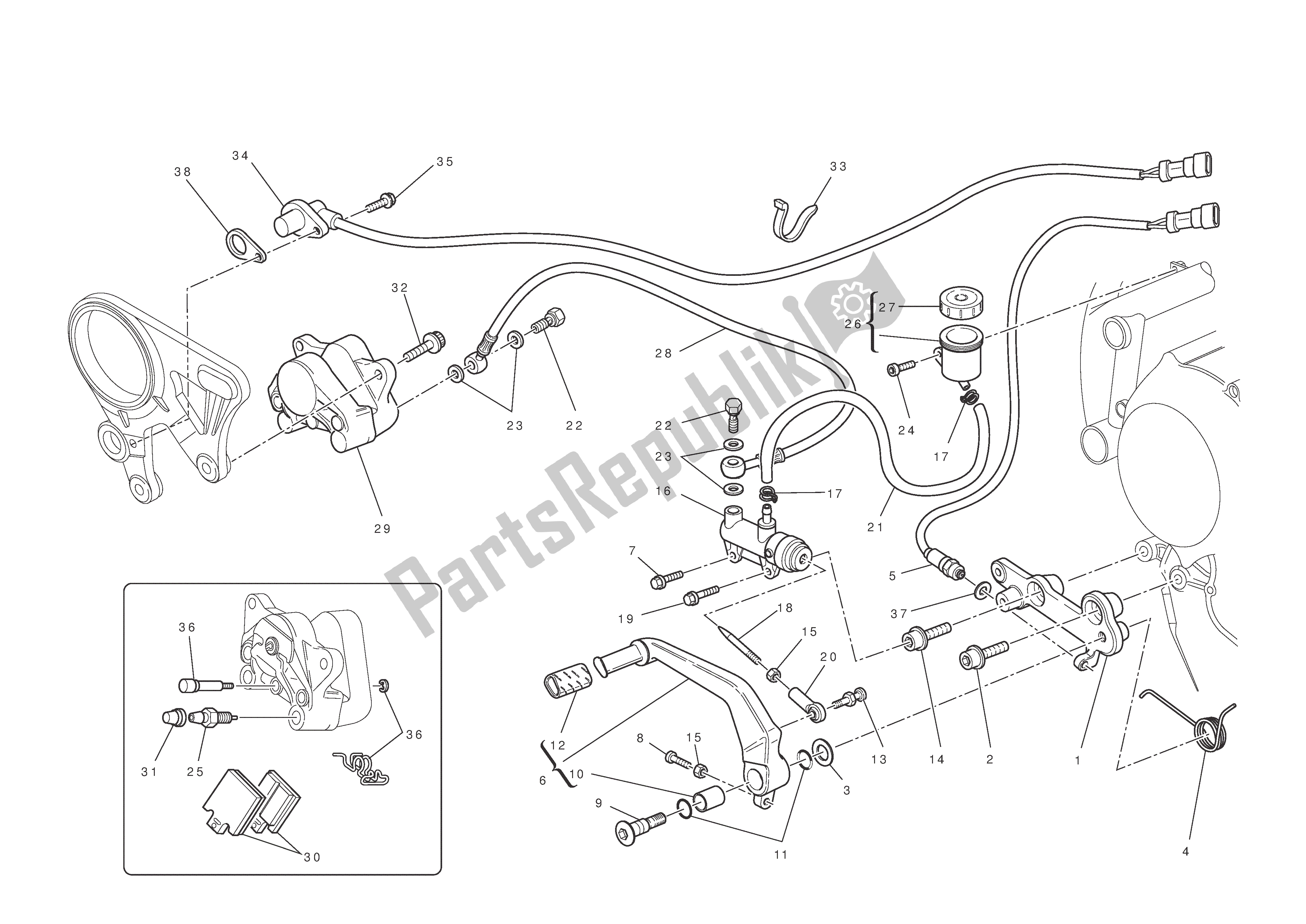 Todas las partes para Freno Trasero de Ducati 1198 2010