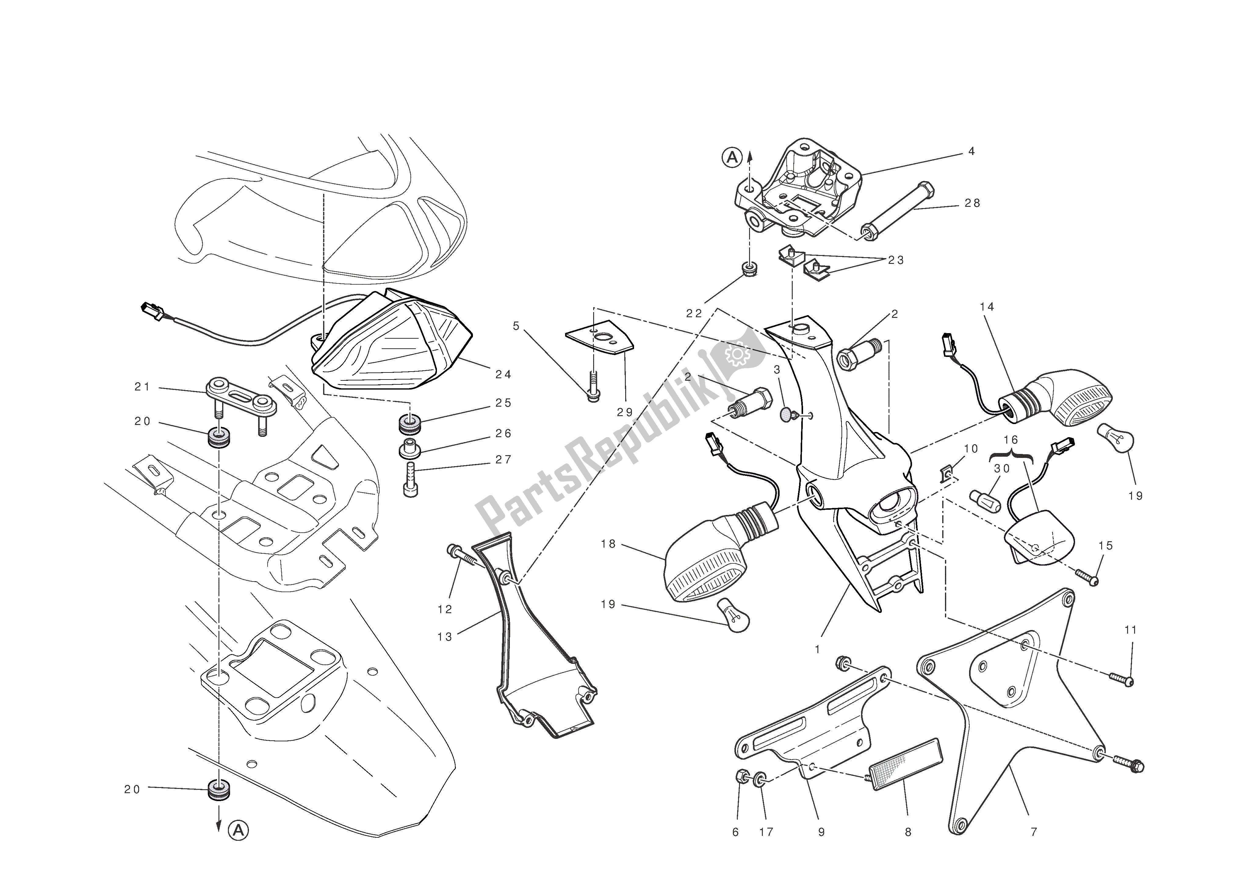 Tutte le parti per il Porta Targa del Ducati 1198 2010