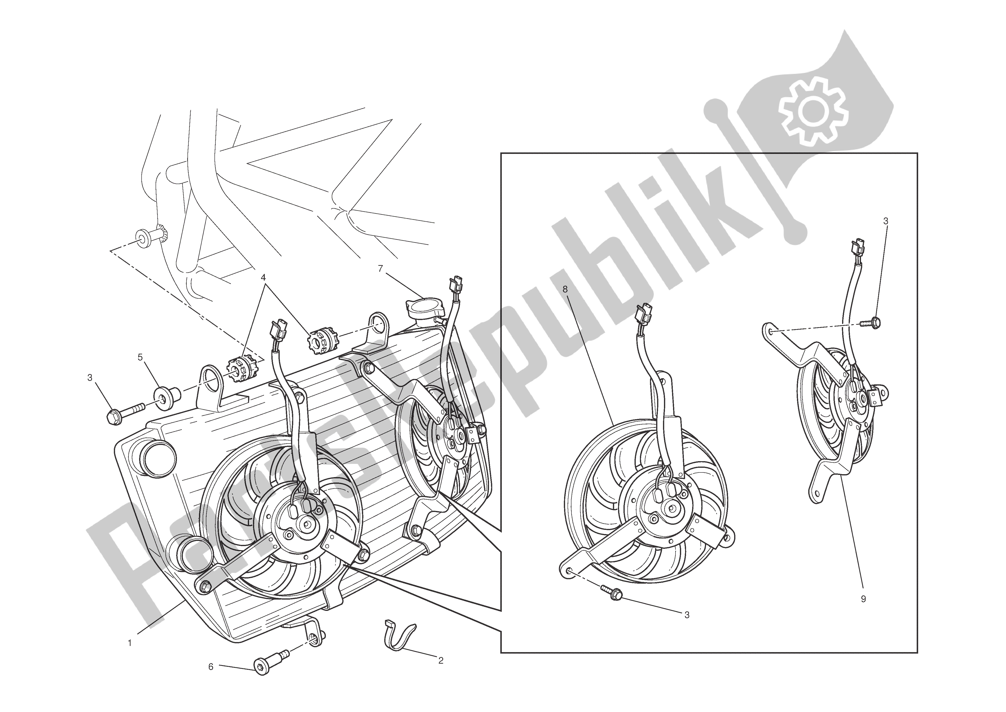 Tutte le parti per il Termosifone del Ducati 1198 2010