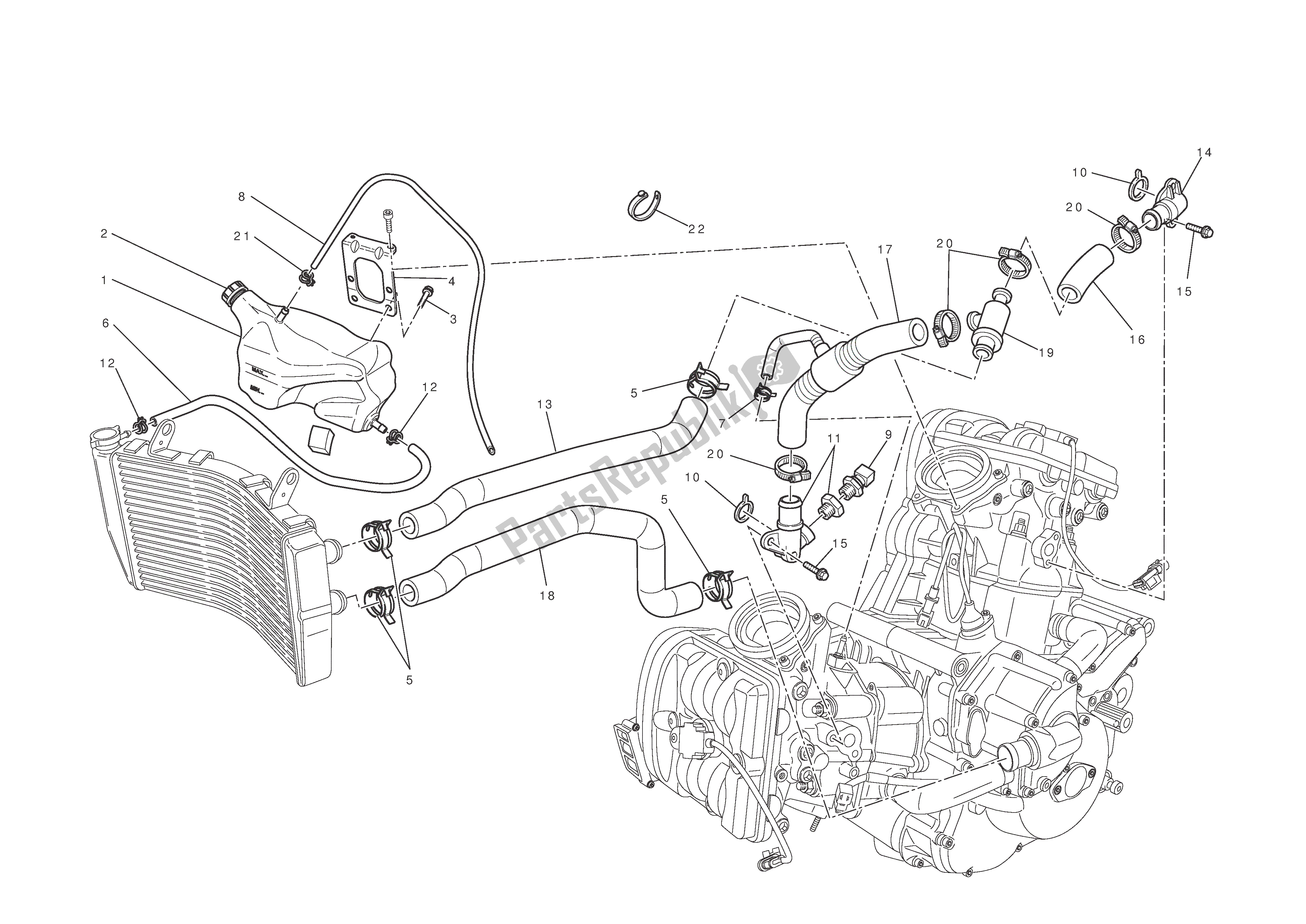 Tutte le parti per il Sistema Di Raffreddamento del Ducati 1198 2010