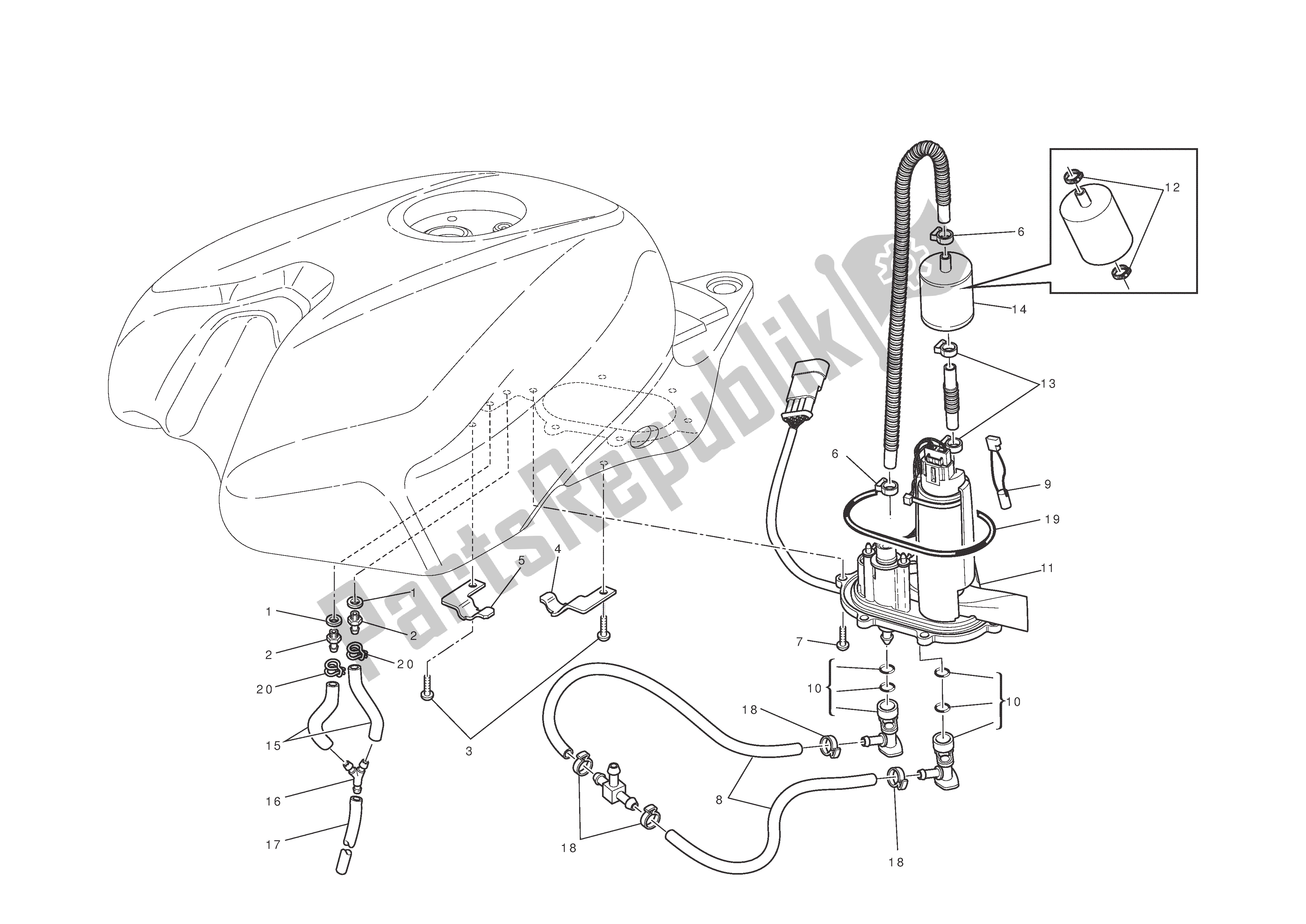 Tutte le parti per il Sistema Di Alimentazione Carburante del Ducati 1198 2010