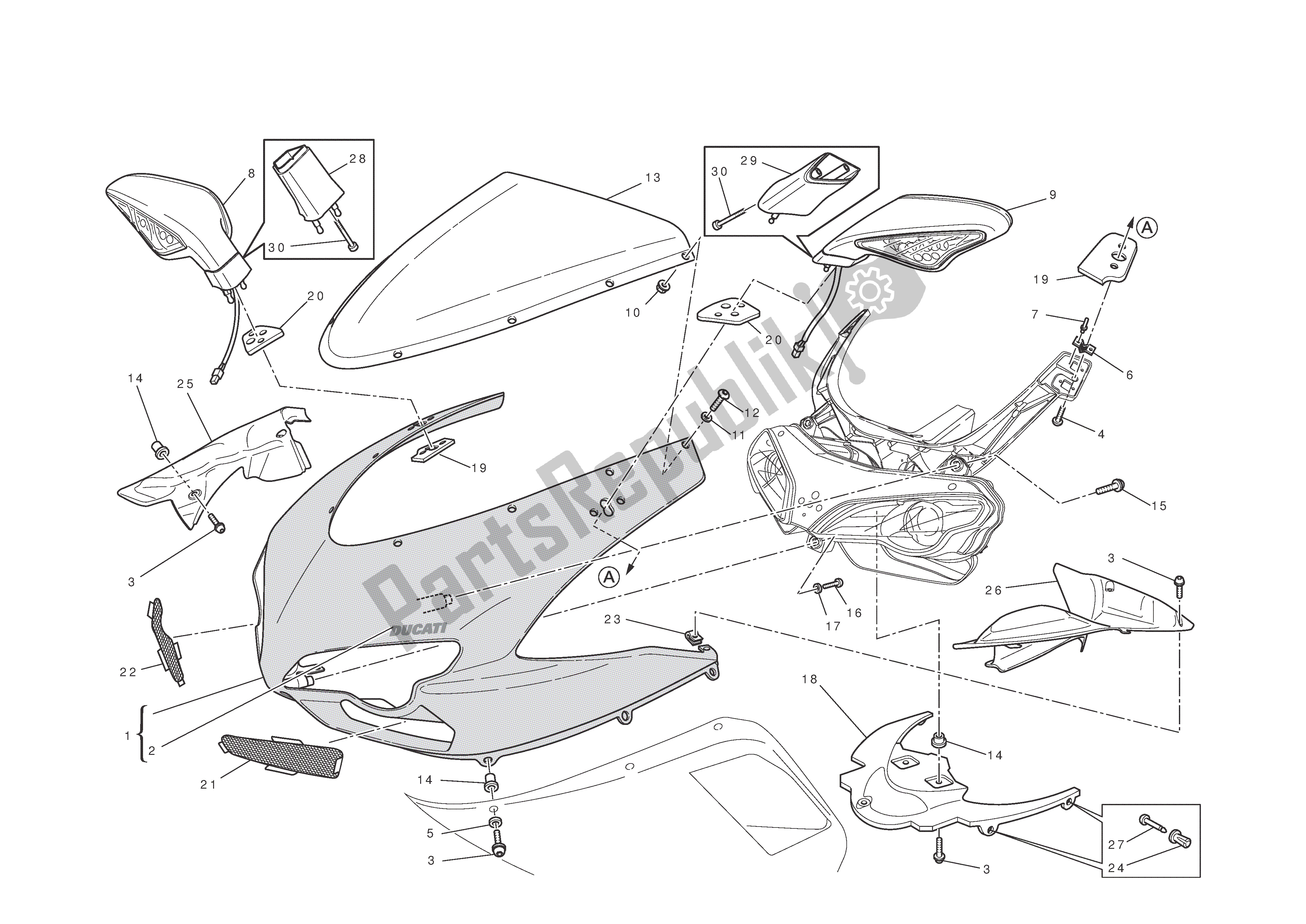 Todas las partes para Carenado De Faros de Ducati 1198 2010