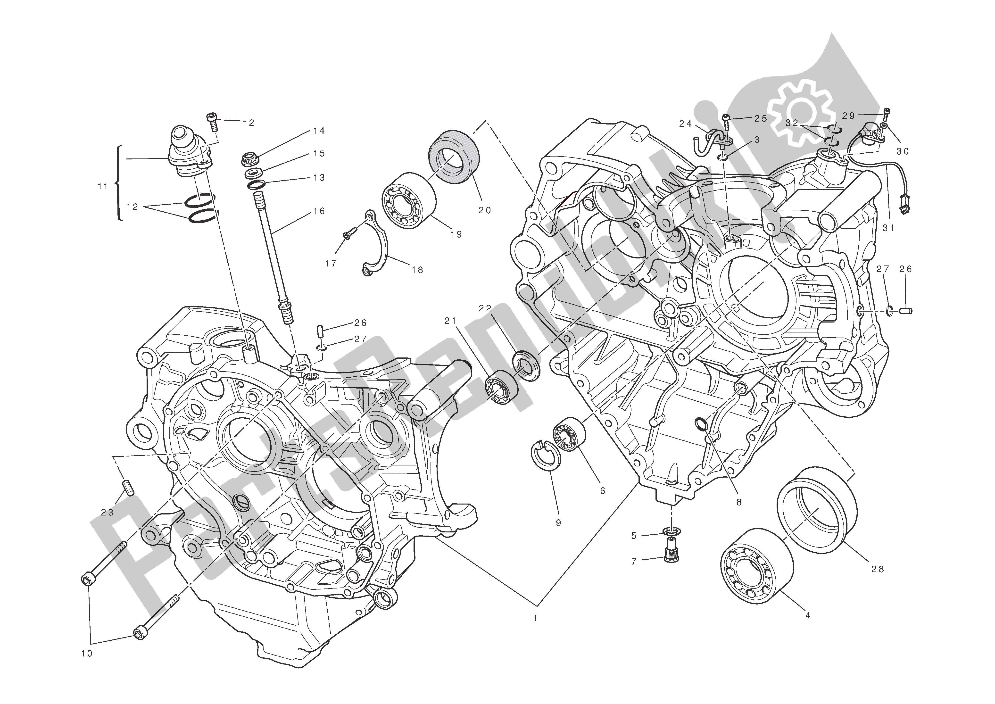 Tutte le parti per il Metà Del Carter del Ducati 1198 2010