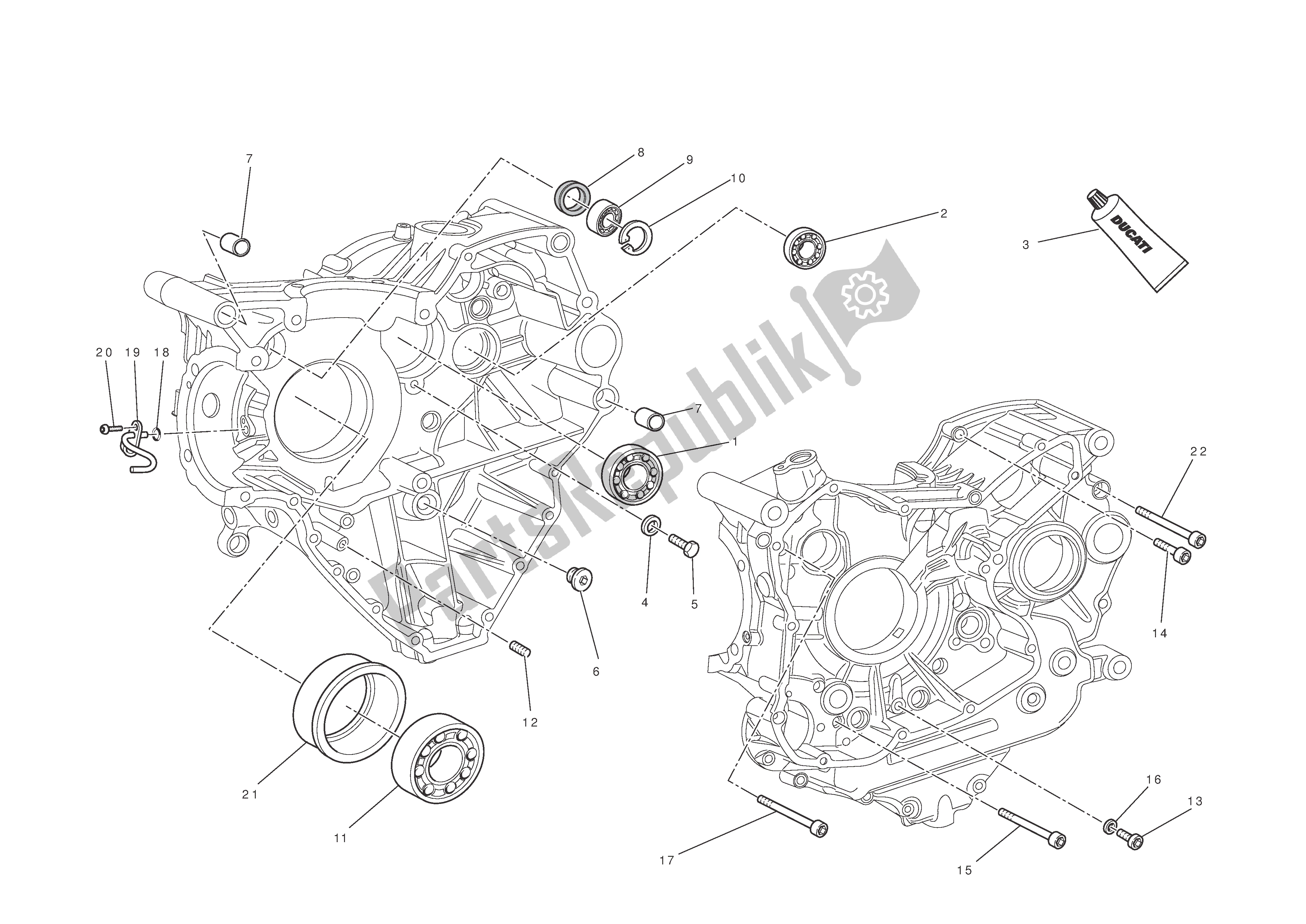 Todas las partes para Mitades Del Cárter de Ducati 1198 2010